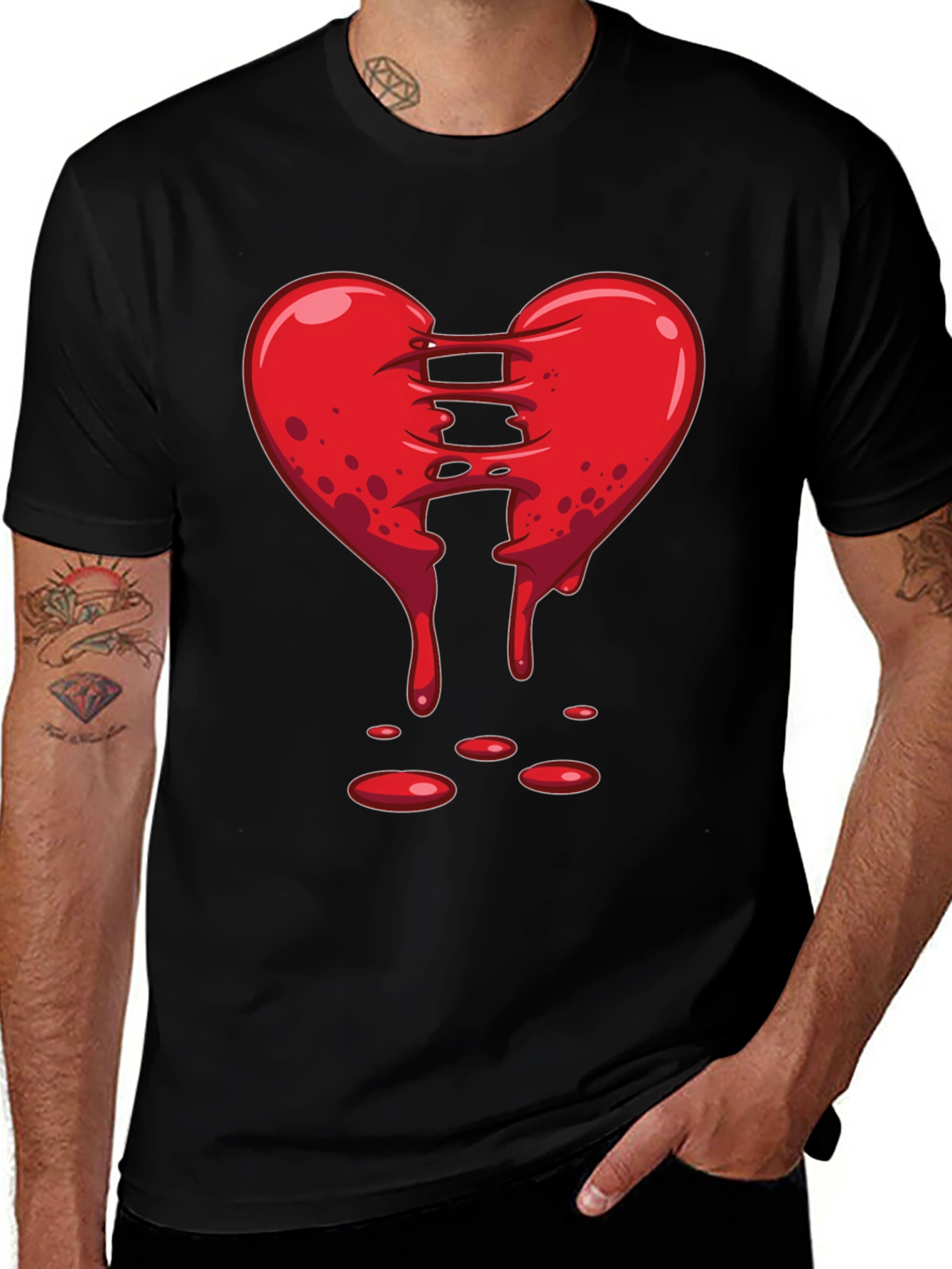 Variant 30 of Bleeding Heart Graphic Black T-Shirt