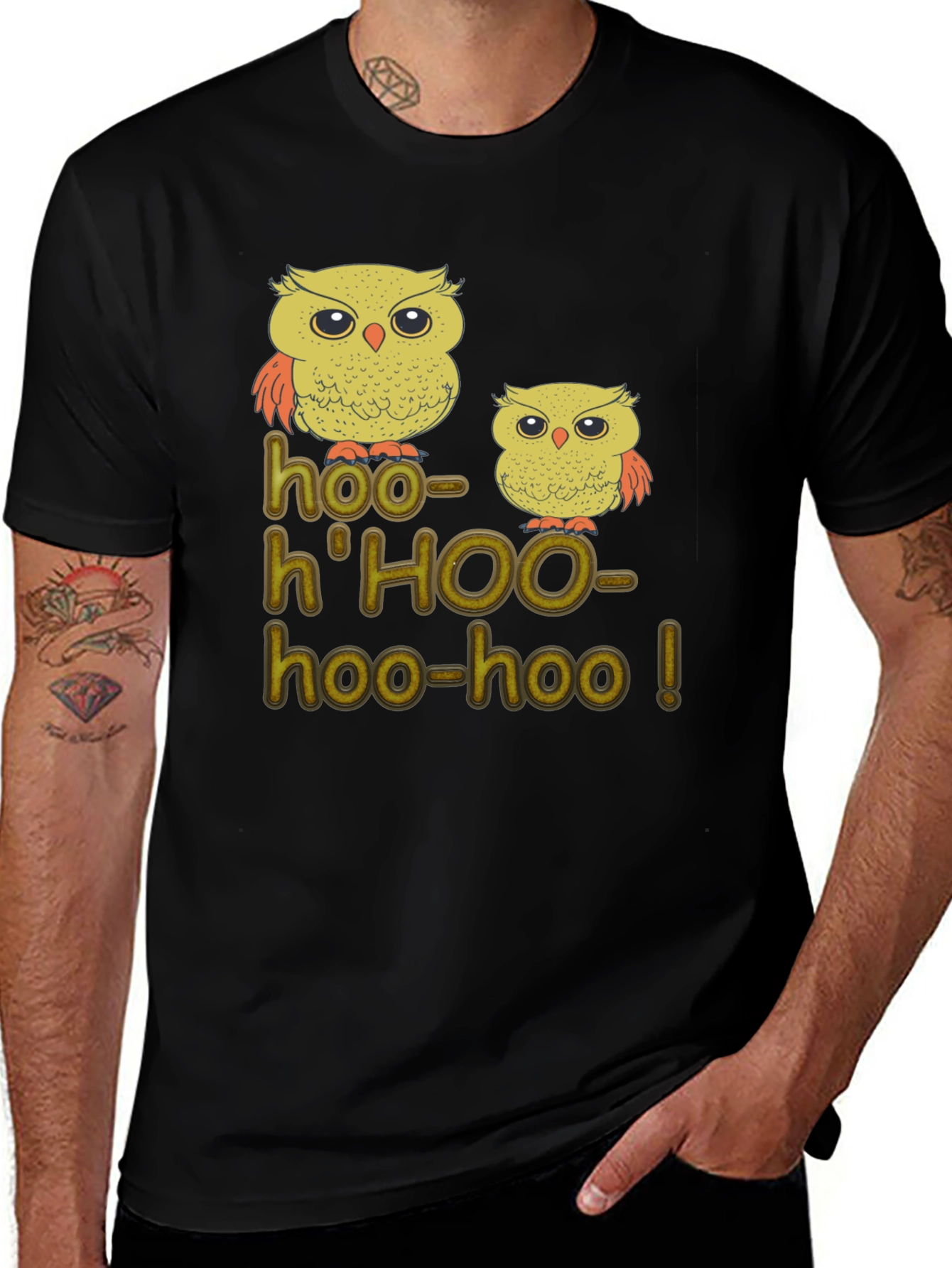 Variant 30 of Owl Hoo-Hoo! Black Graphic T-Shirt