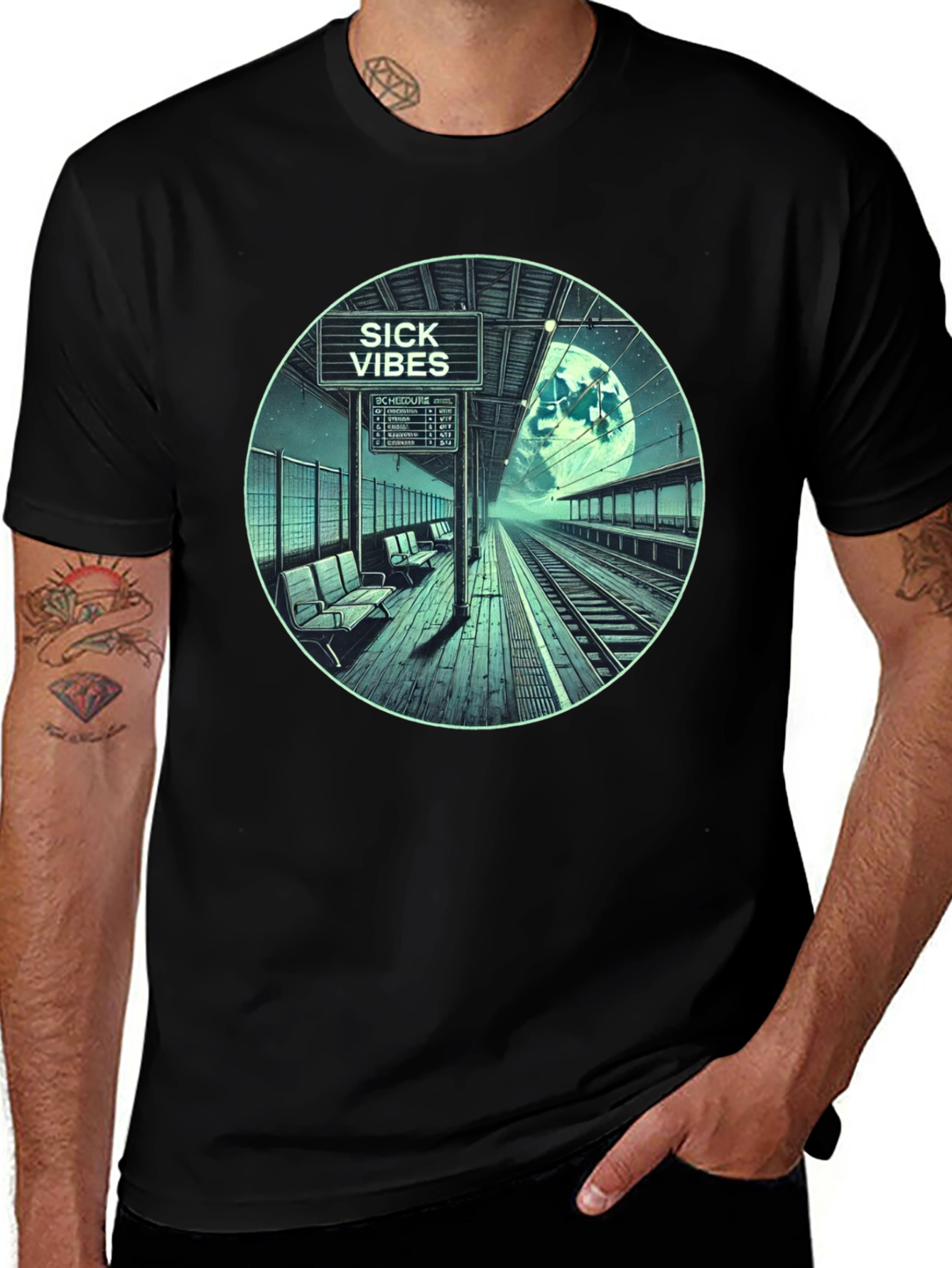 Variant 4 of Sick Vibes Station Graphic Tee - Black