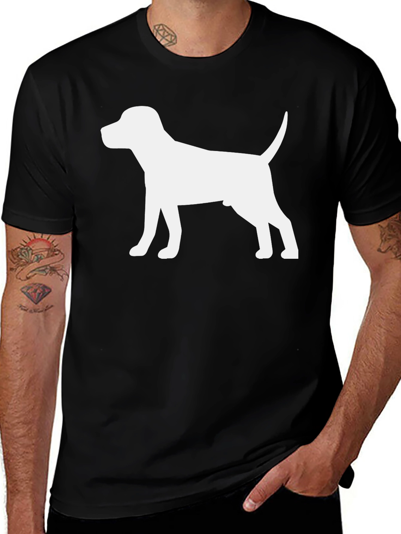 Variant 12 of Dog Silhouette Graphic Tee - Black