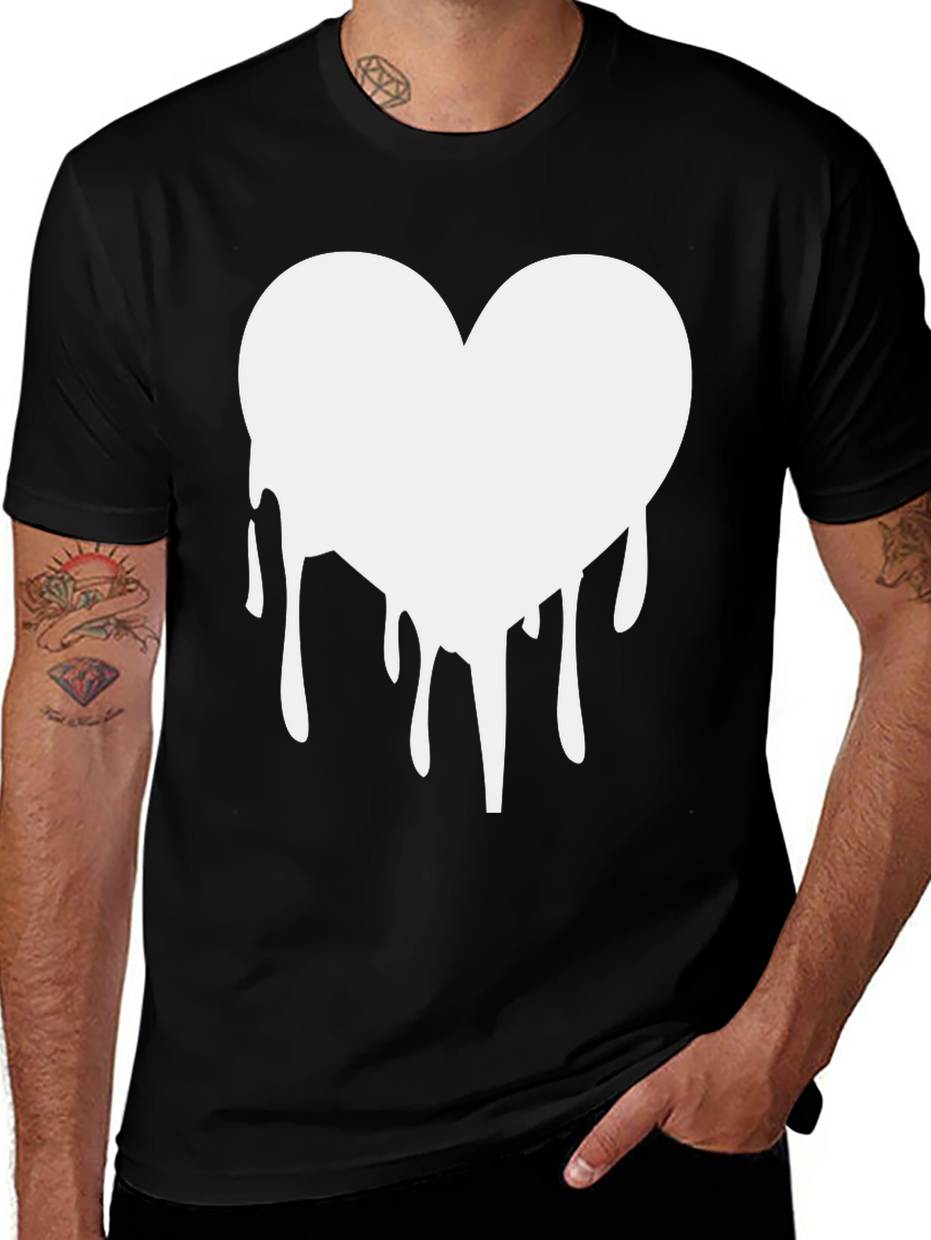 Variant 4 of Dripping Heart Graphic Tee - Stylish Black T-Shirt