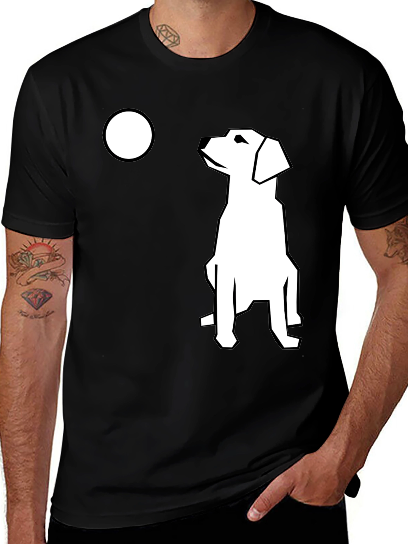 Variant 7 of Modern Dog Graphic T-Shirt - Black Casual Tee