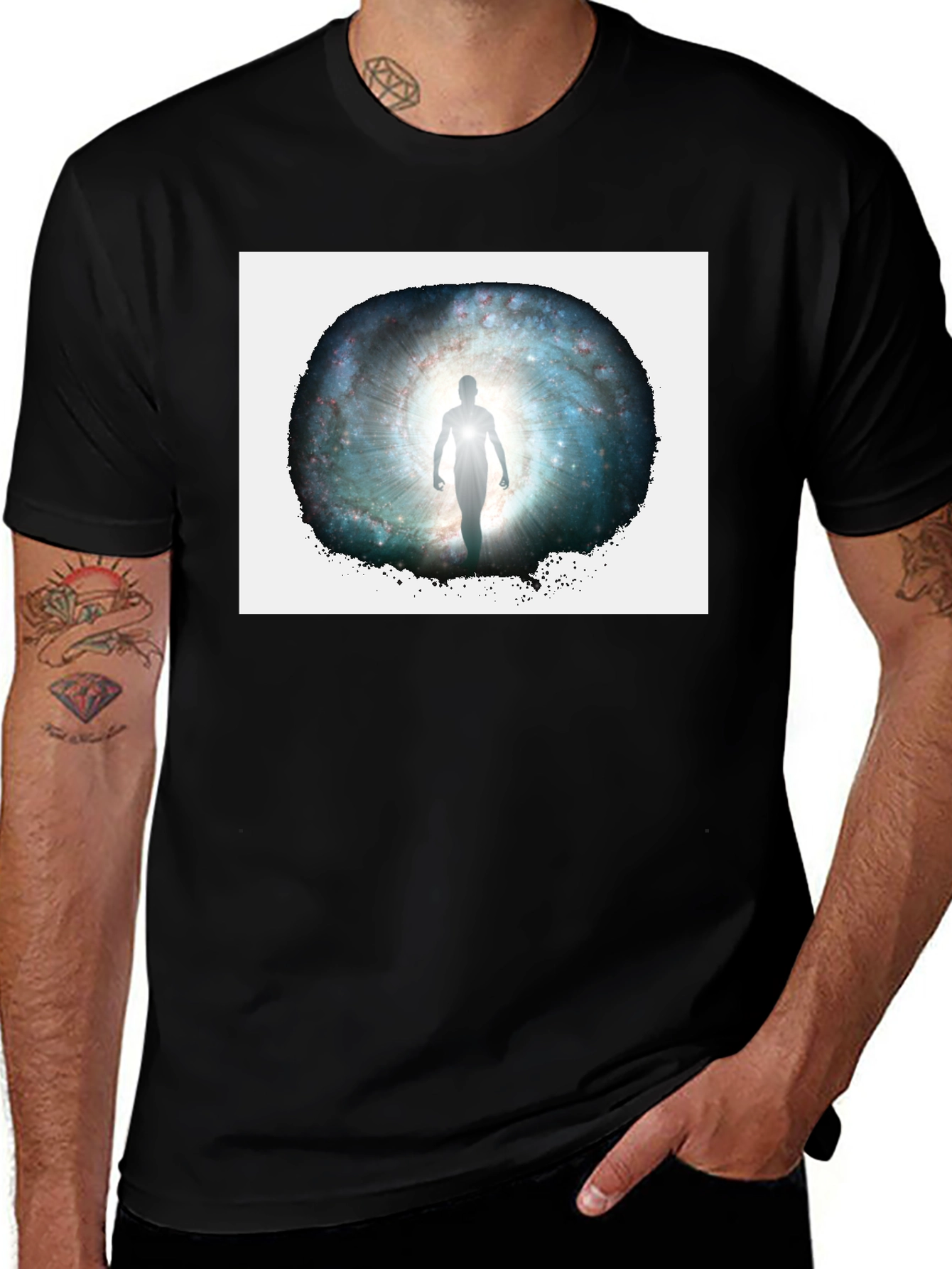 Variant 21 of Galactic Gateway Graphic Tee - Black Cotton Comfort