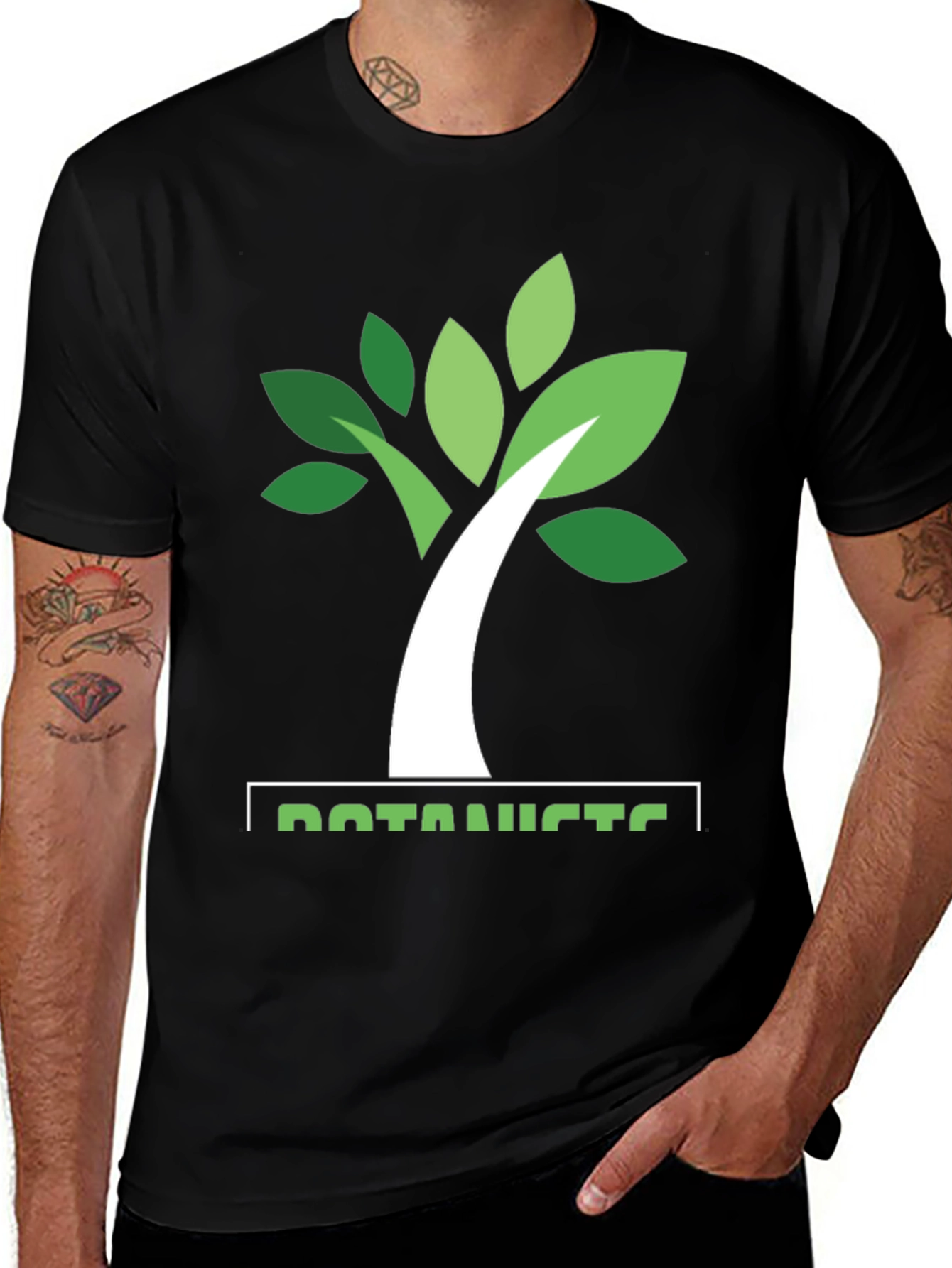 Black Botanist Tree Graphic T-Shirt - Nature Lover Tee main image