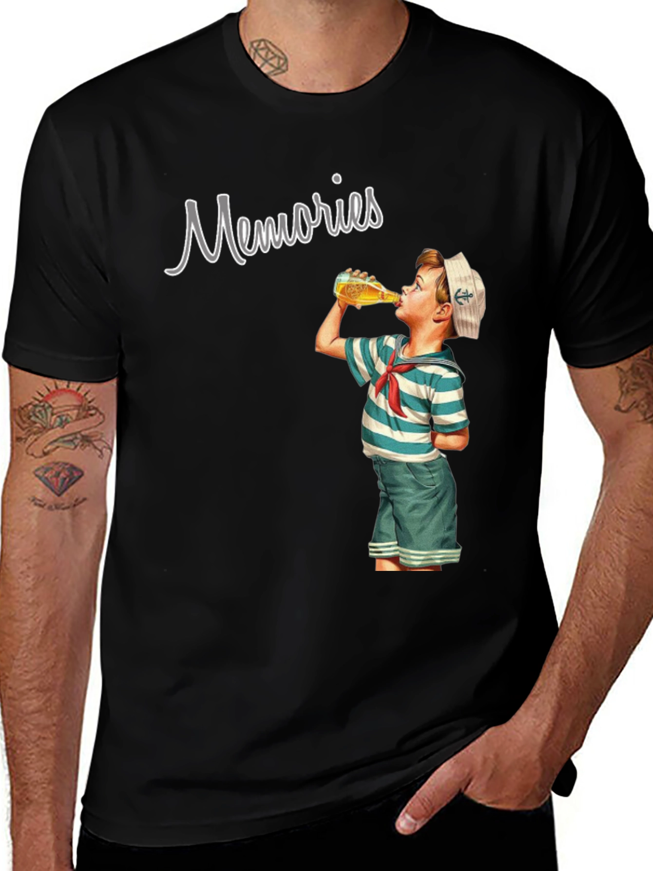 Variant 24 of Memories Black T-Shirt, Sailor Boy Graphic Tee