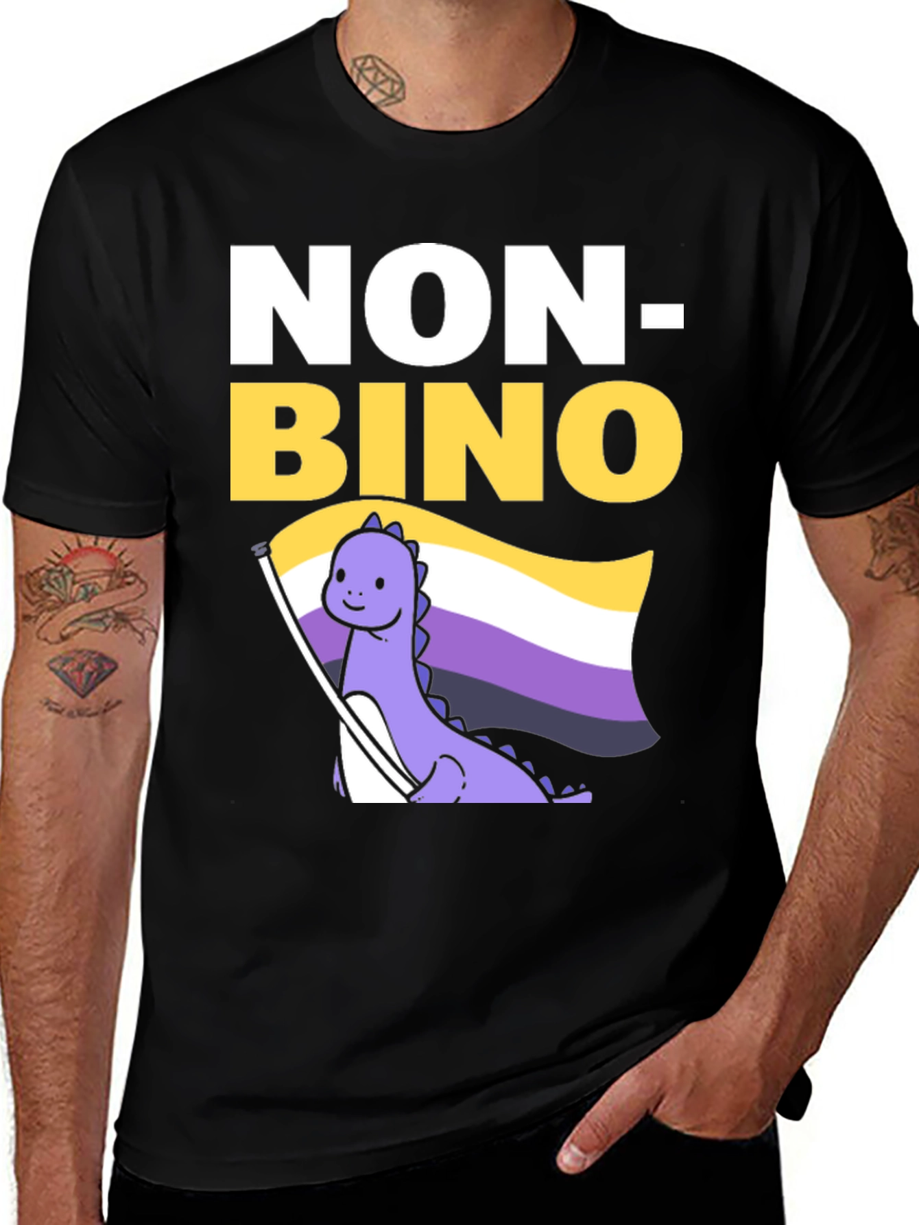 Variant 25 of Non-Binary Pride Dinosaur T-Shirt