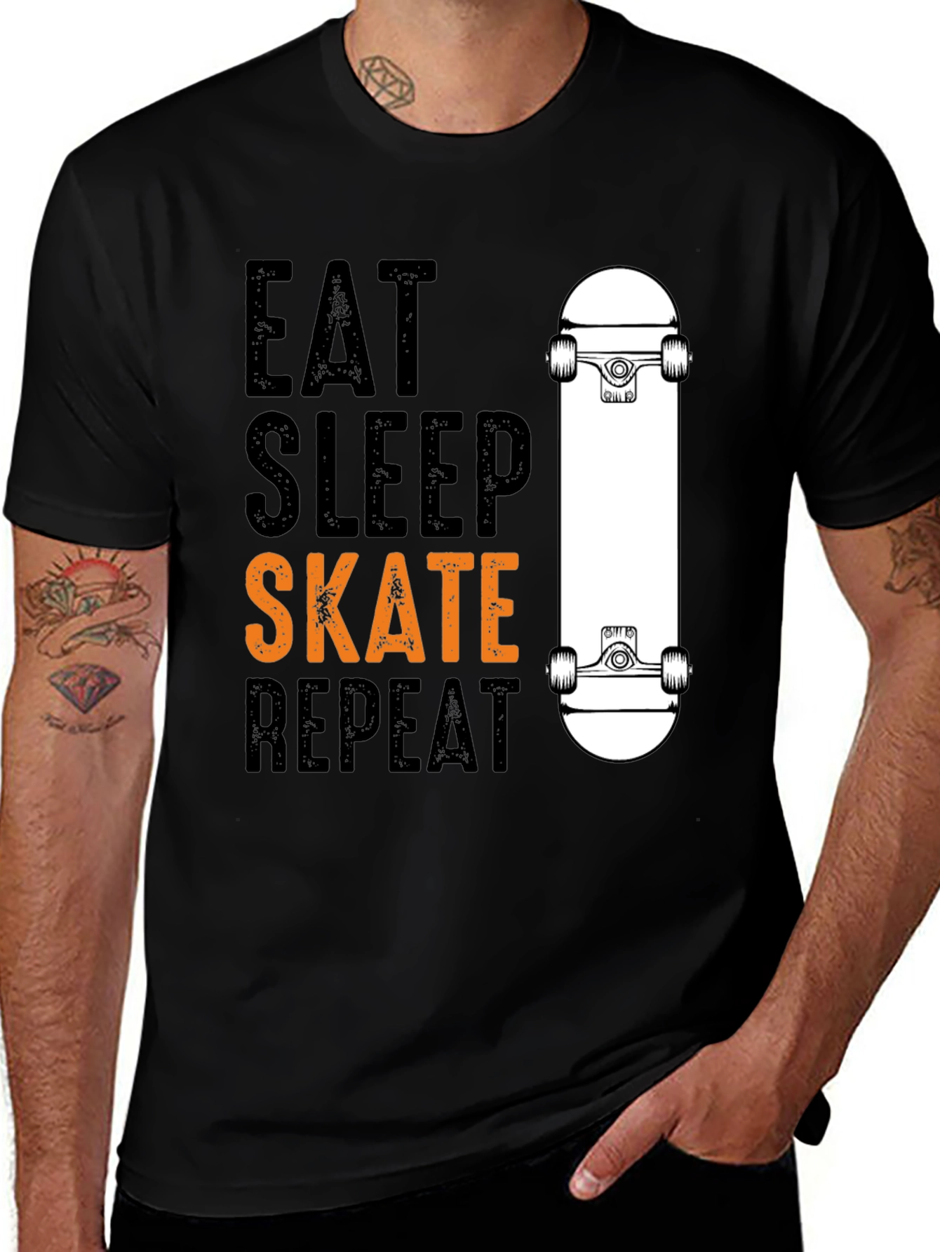 Variant 30 of Eat Sleep Skate Repeat T-Shirt - Skateboarder Tee
