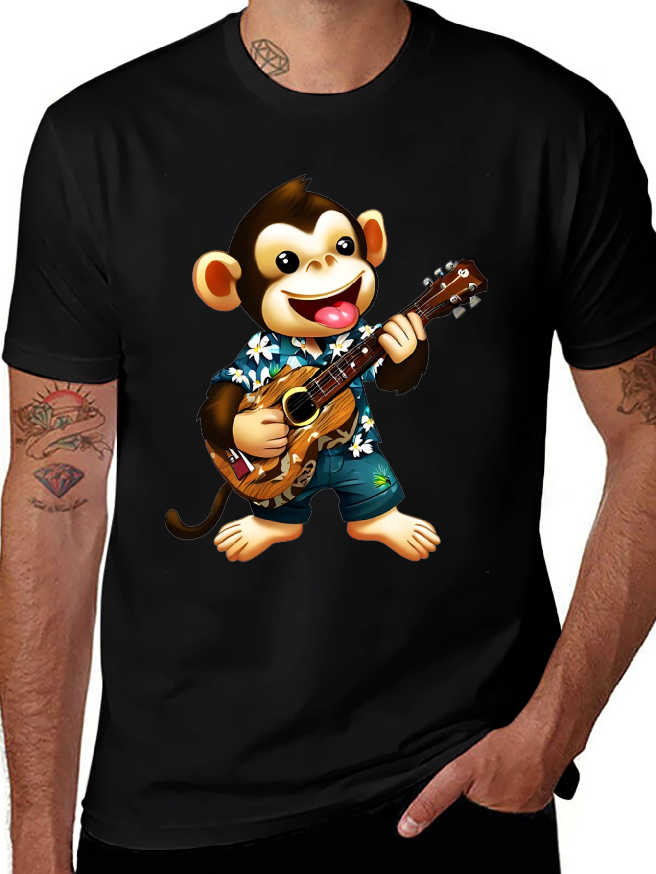 Variant 14 of Monkey Playing Ukulele Graphic T-Shirt