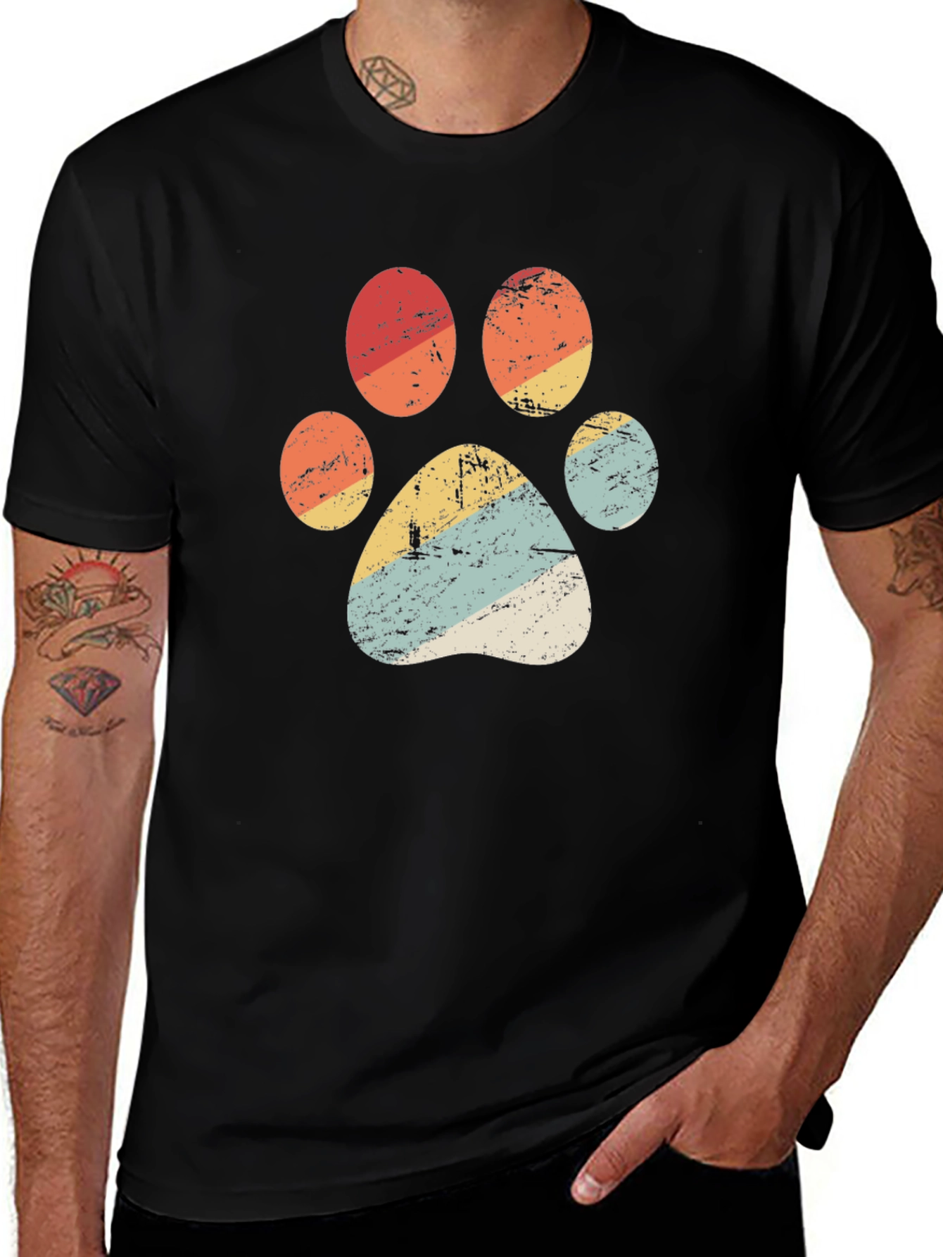 Vintage Paw Print T-Shirt - Retro Style