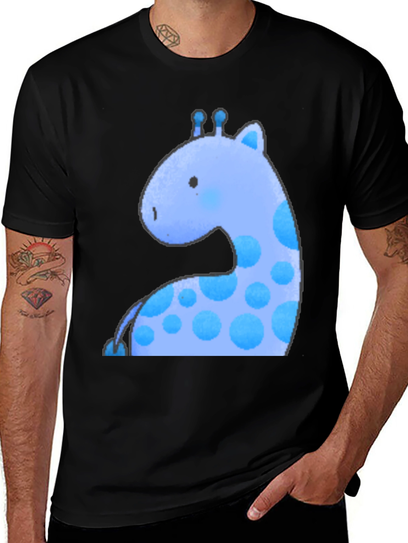 Variant 10 of Blue Giraffe Graphic Tee - Soft & Stylish