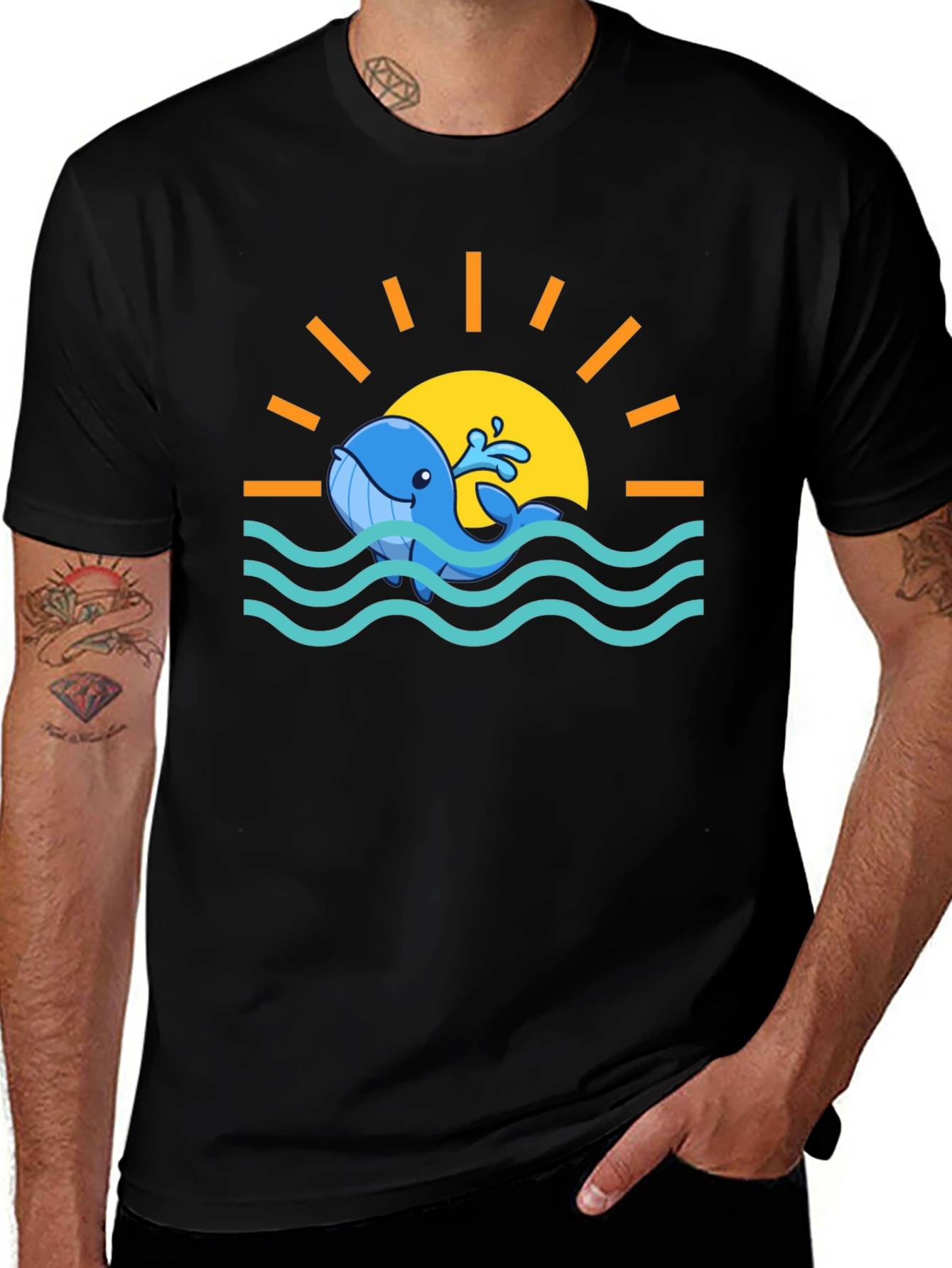 Variant 22 of Whale Sun T-Shirt: Cute Ocean Lover Graphic Tee