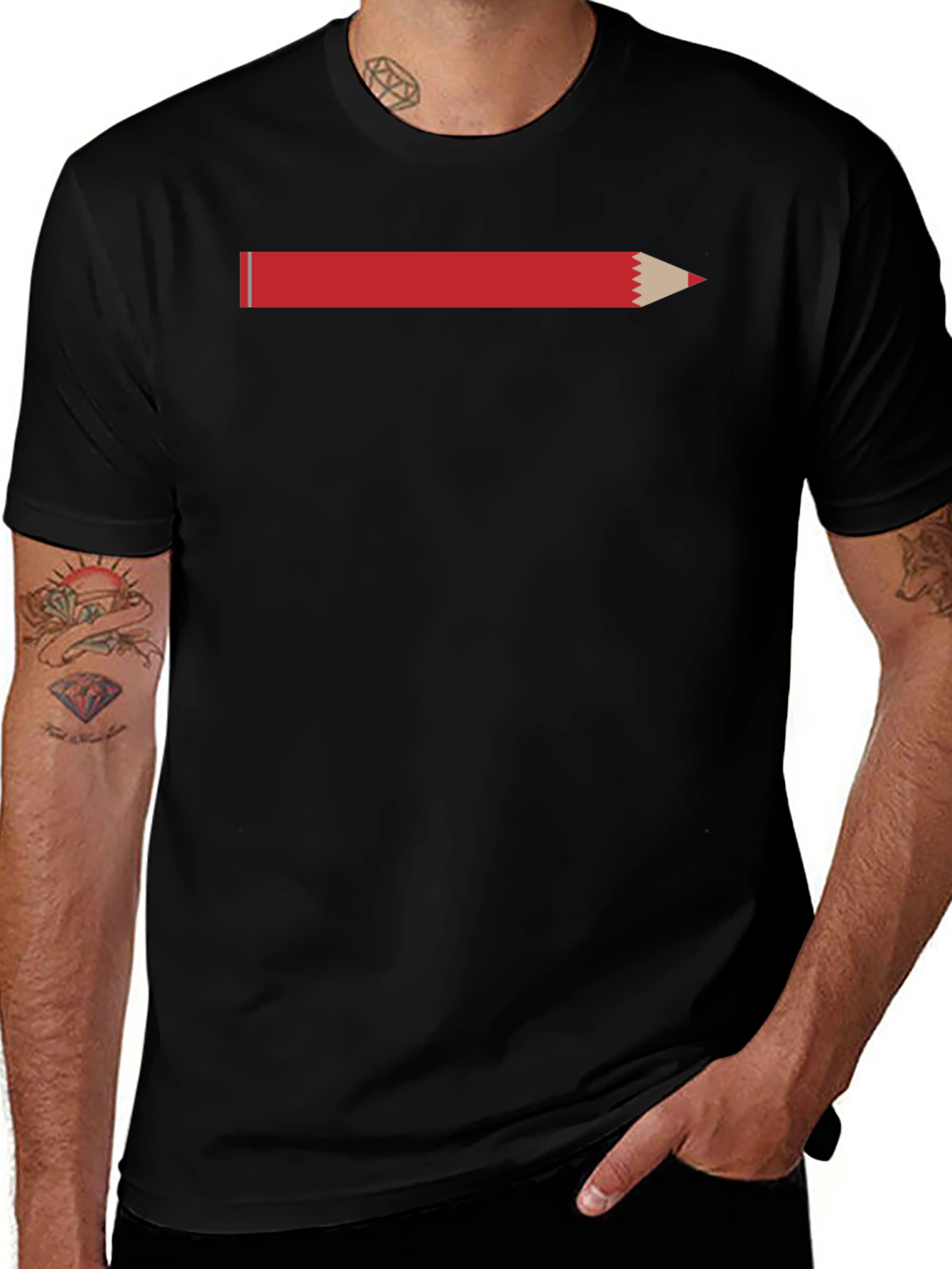 Variant 10 of Red Pencil Graphic T-Shirt - Artistic Tee