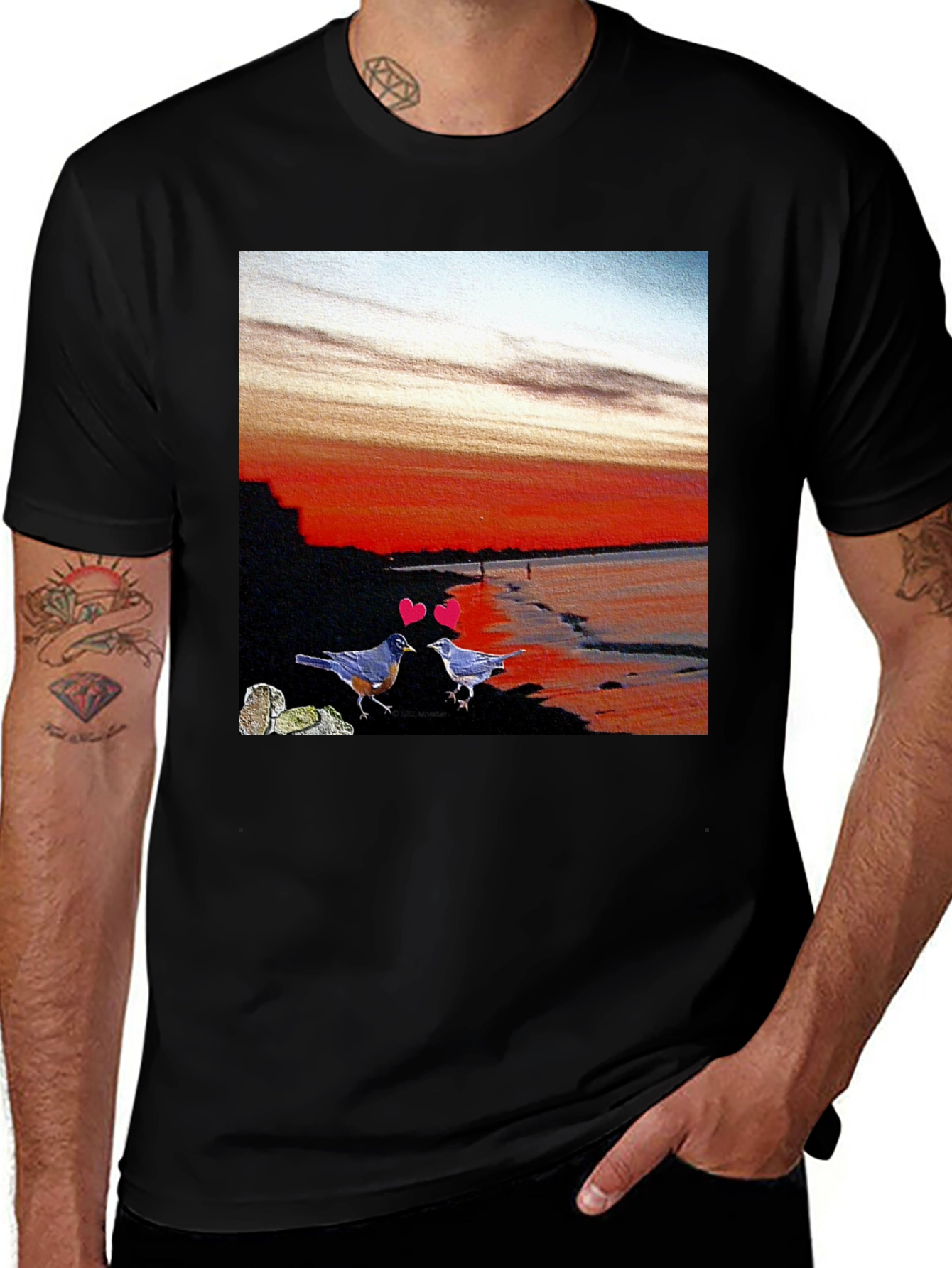 Variant 27 of Beach Birds Graphic Tee - Sunset Love