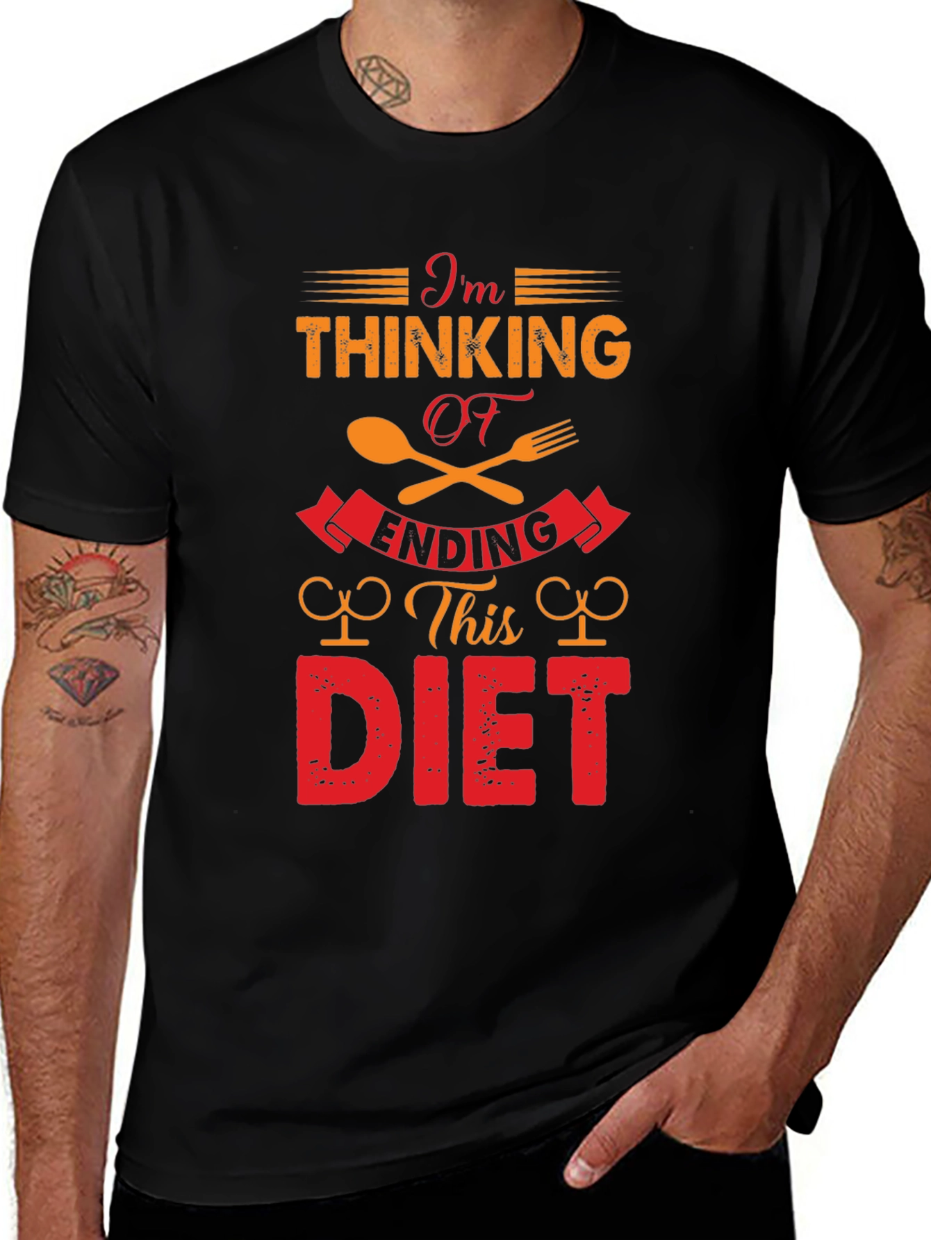 Variant 26 of Funny Diet T-Shirt - I'm Thinking of Ending This Diet!