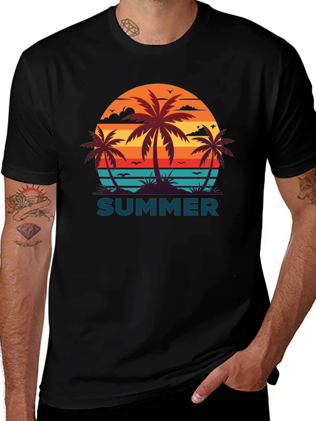Variant 26 of Retro Summer Palm Tree Graphic T-Shirt