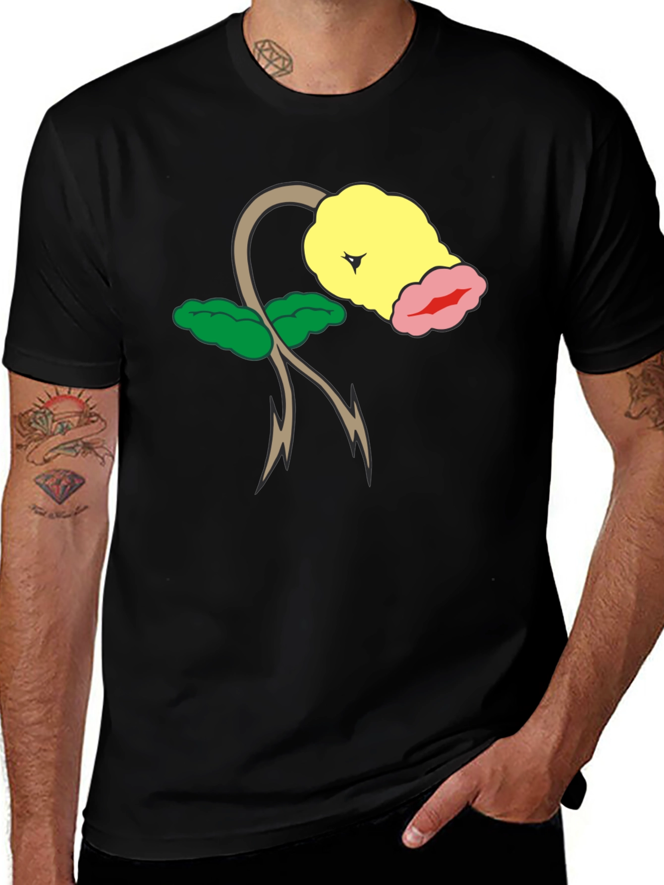 Bellsprout Pokemon Inspired Black T-Shirt
