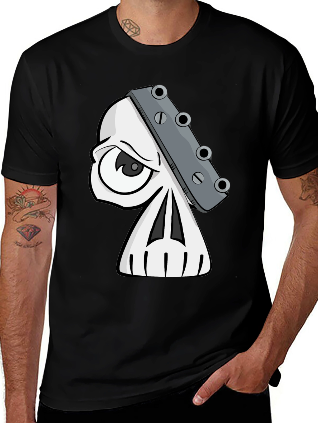 Variant 8 of Skull Guitar Headstock Graphic T-Shirt