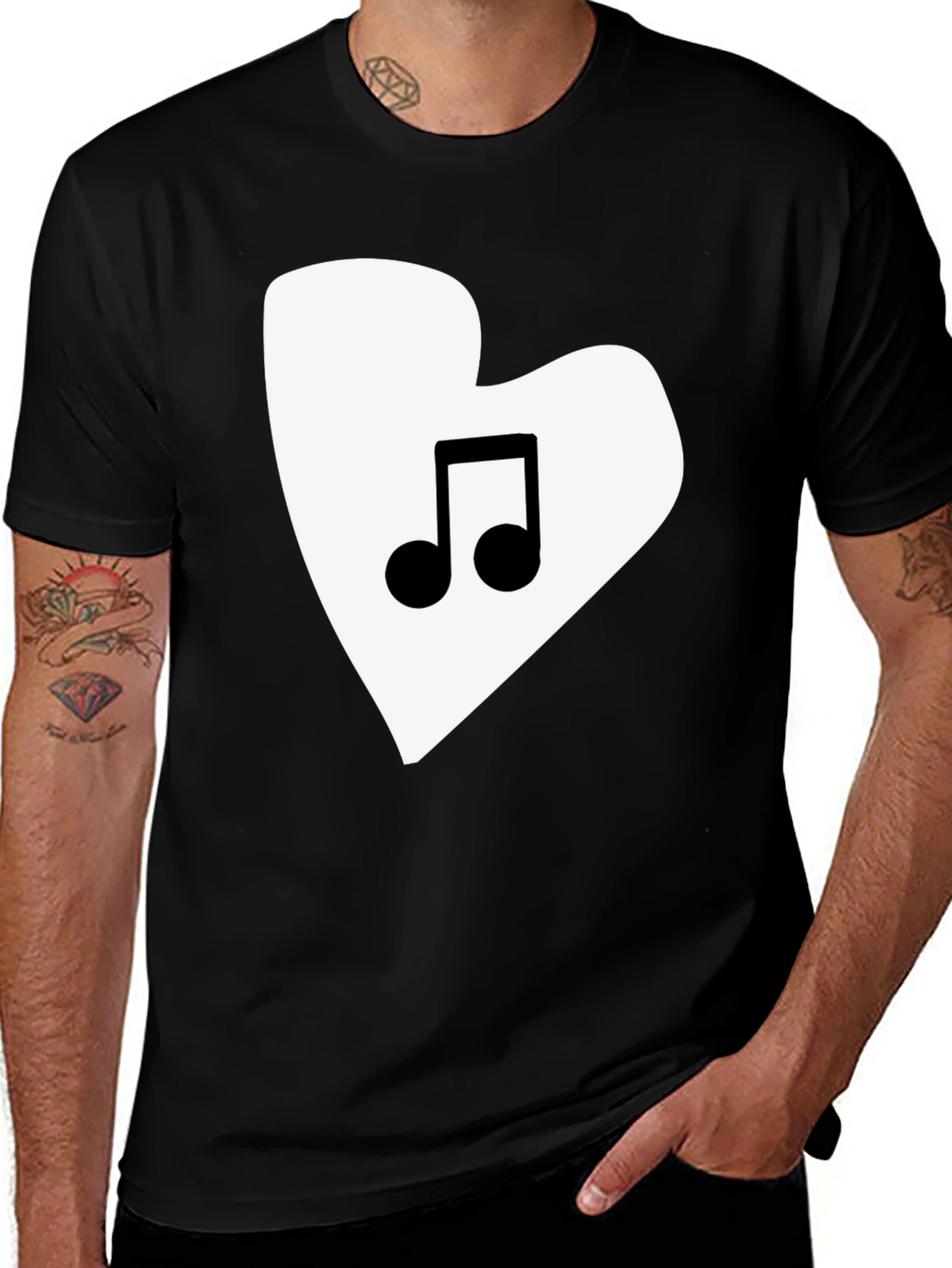 Variant 24 of Music Lover's Heart Graphic Tee - Black