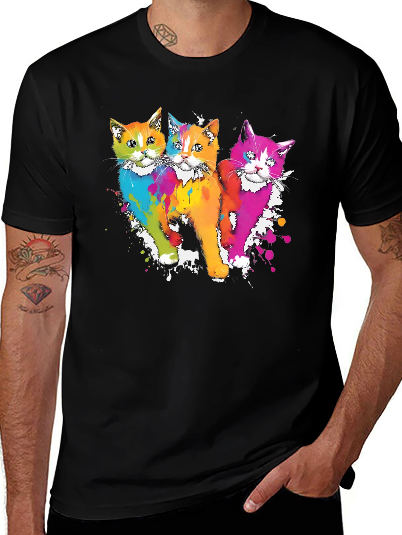 Variant 19 of Colorful Cats Graphic T-Shirt - Unique Design