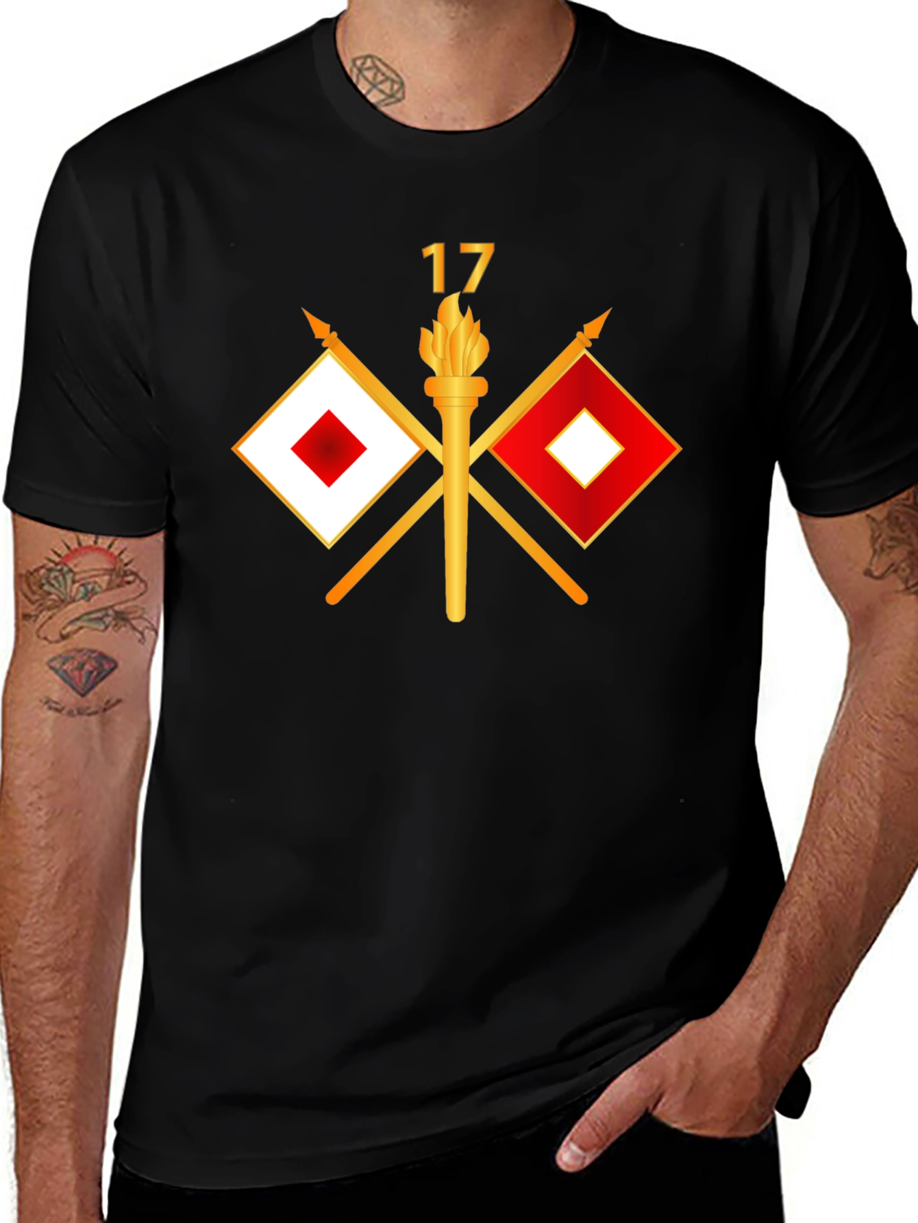 Signal Flag & Torch Graphic Tee - Black