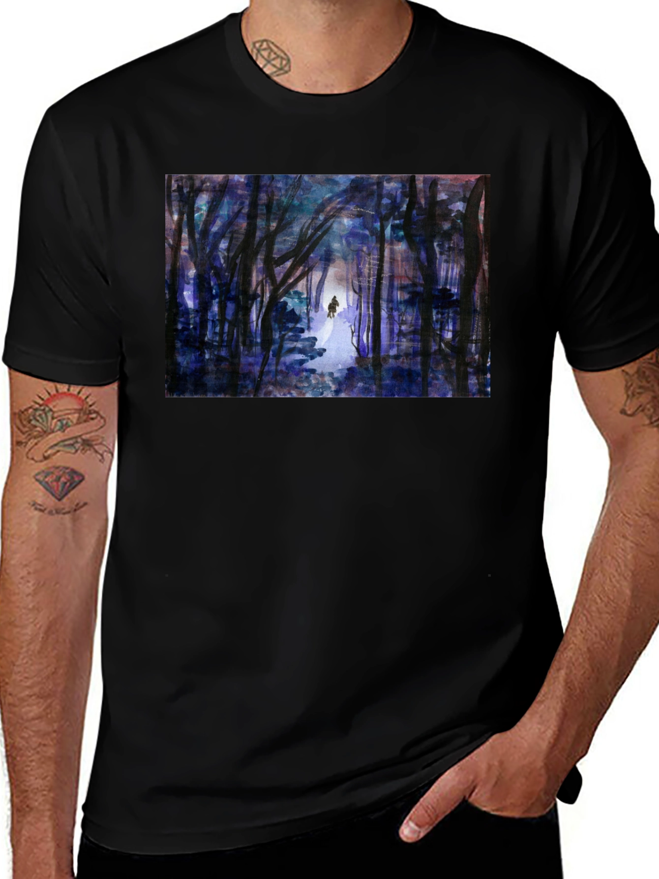Variant 24 of Enchanted Forest Graphic Tee - Black Cotton