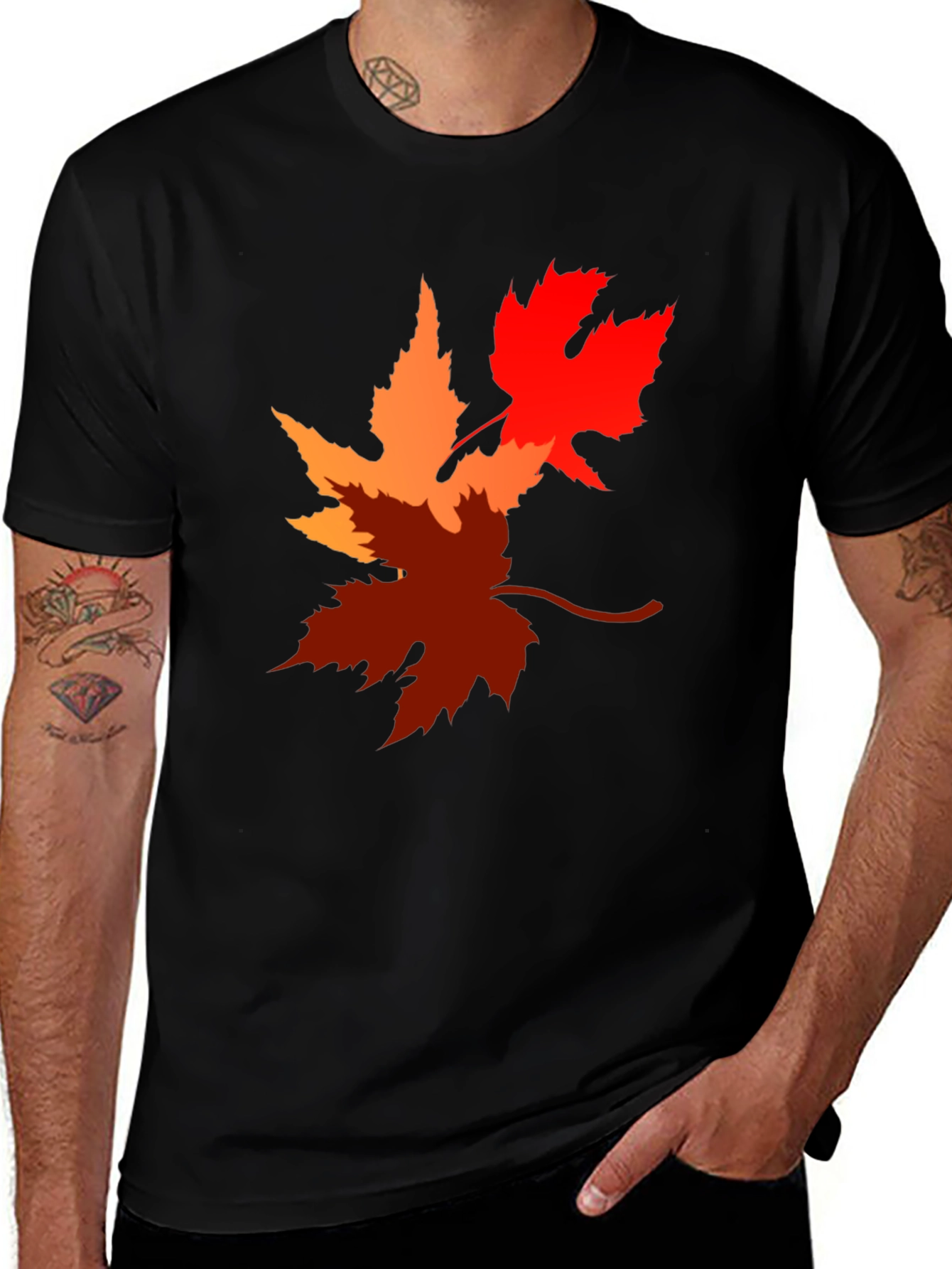 Variant 23 of Autumn Leaves Graphic Tee - Black T-Shirt