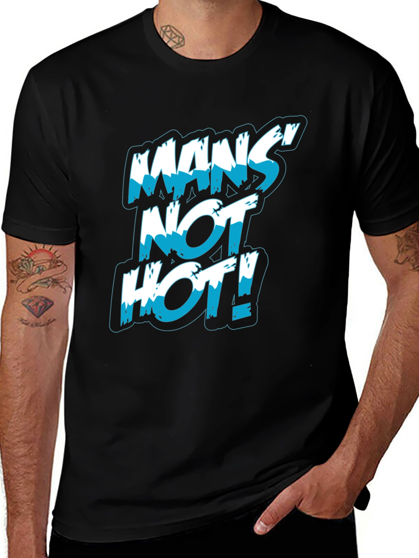 Variant 8 of Mans Not Hot! Graphic Print Black T-Shirt