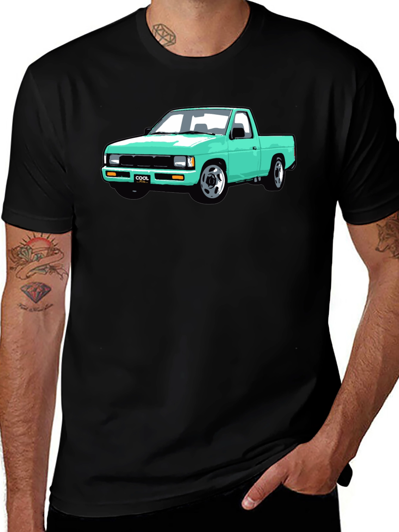 Variant 3 of Cool Truck Graphic Tee - Black Cotton T-Shirt