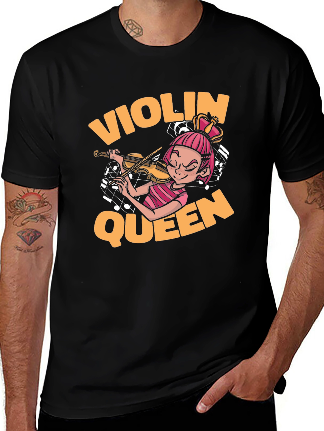 Violin Queen Black T-Shirt - Music Lover Tee