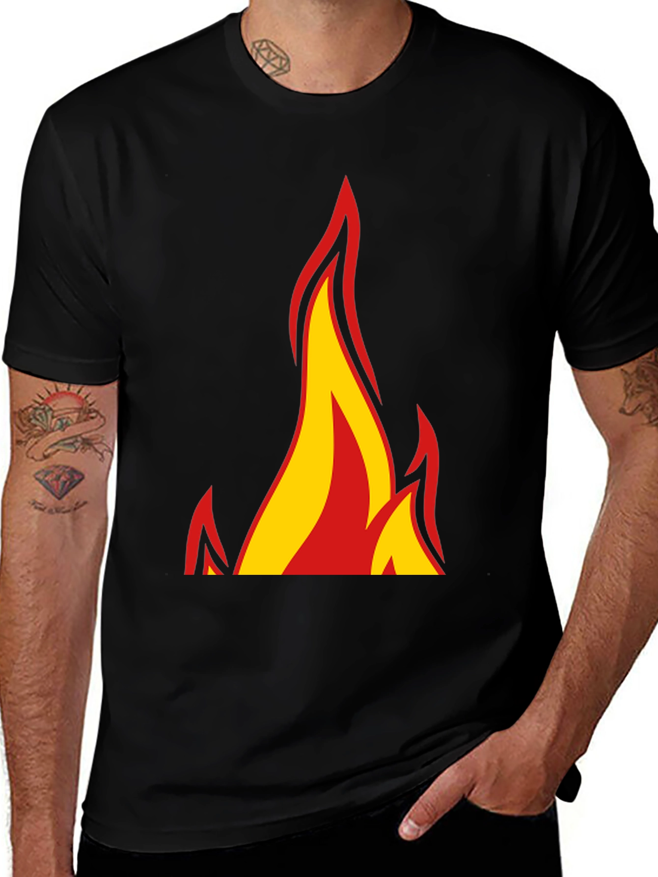 Variant 8 of Bold Flame Graphic Black T-Shirt