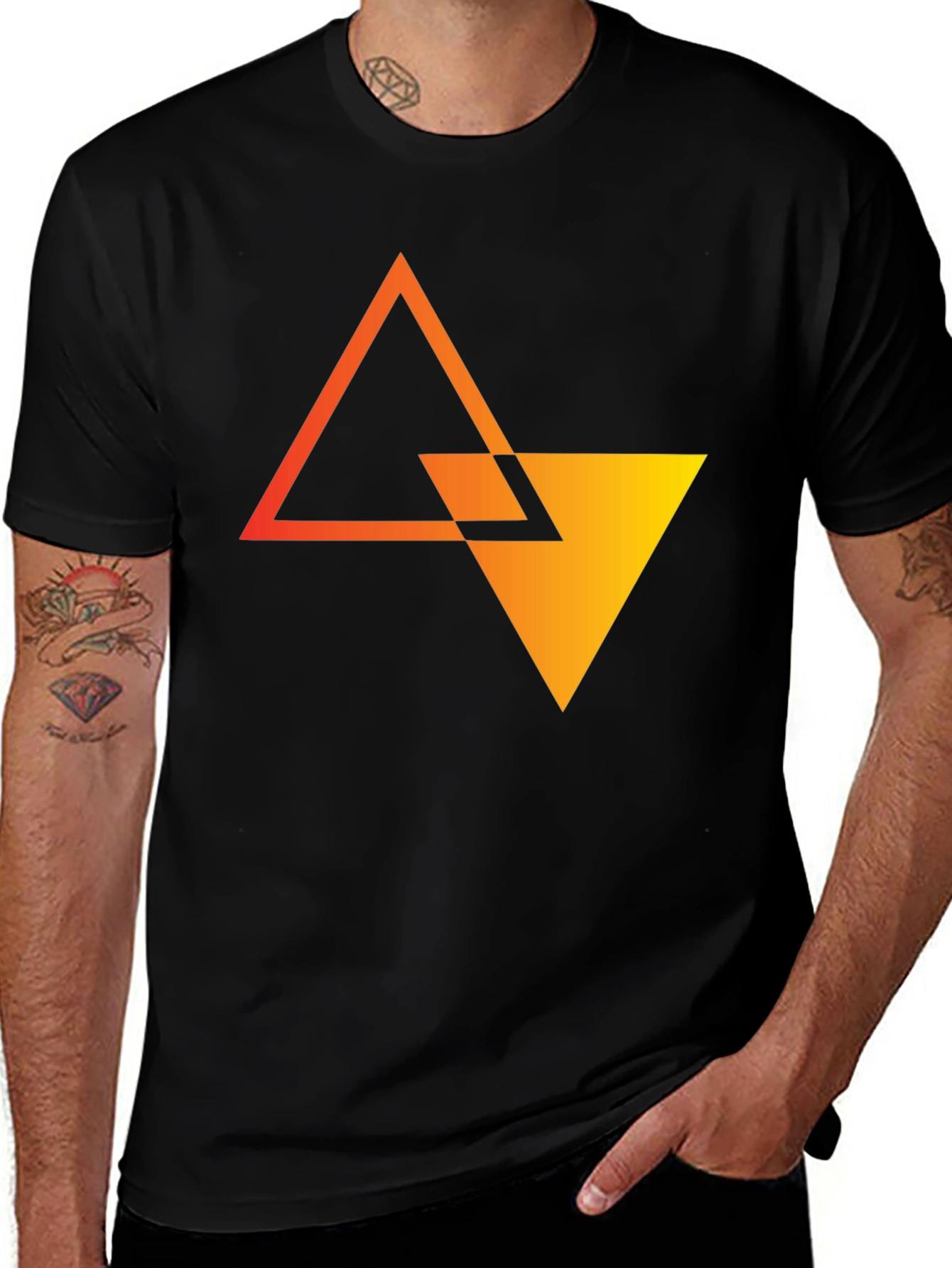 Geometric Triangle Graphic Tee - Modern Design