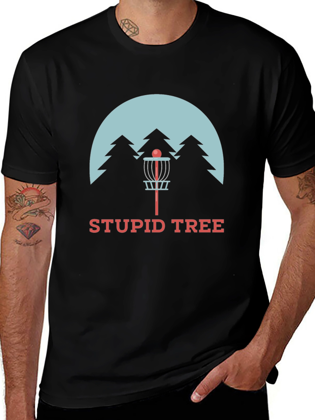 Variant 29 of Stupid Tree Disc Golf T-Shirt - Black Cotton Tee