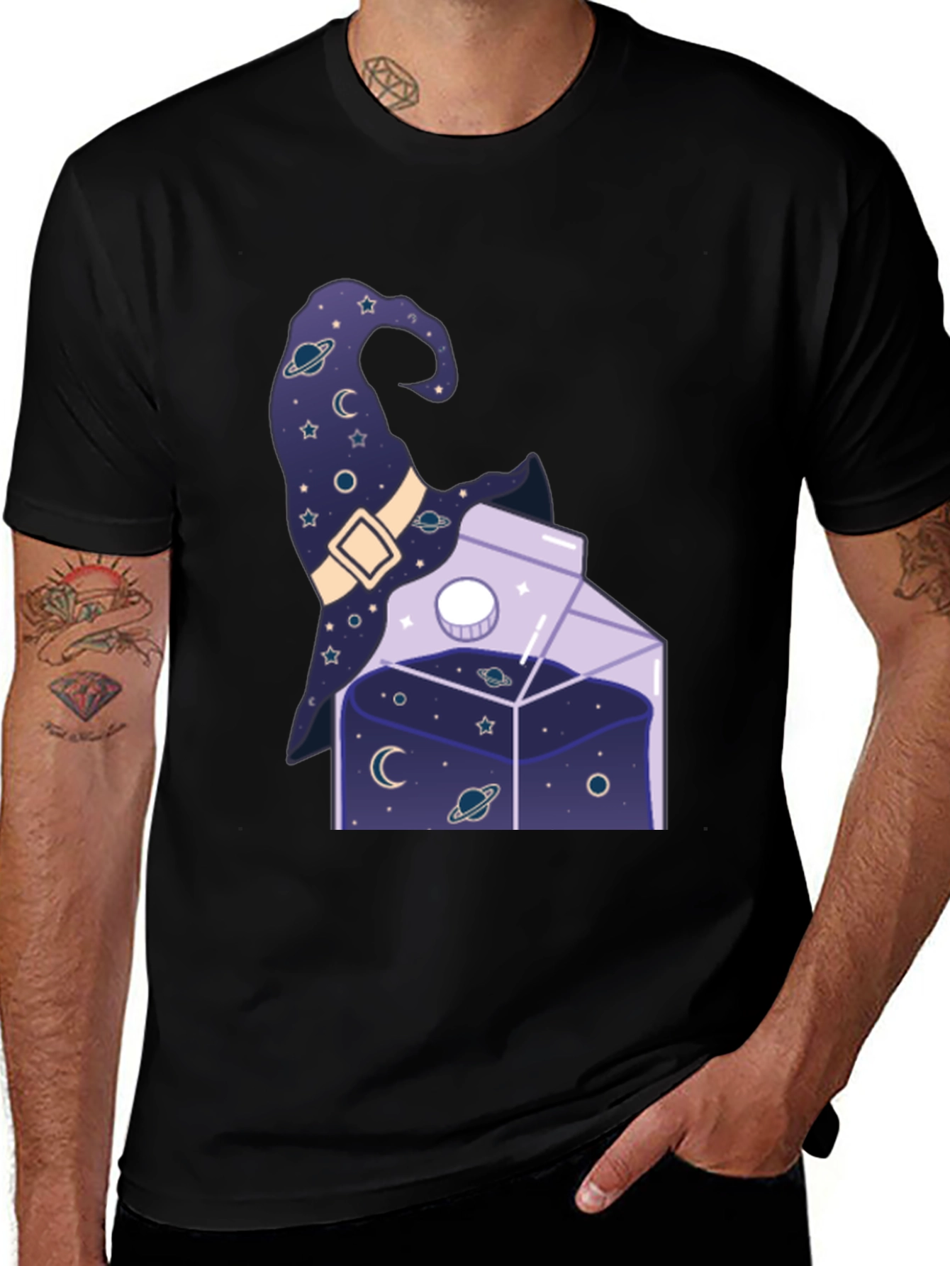 Cosmic Witch's Brew T-Shirt - Galaxy Milk Carton
