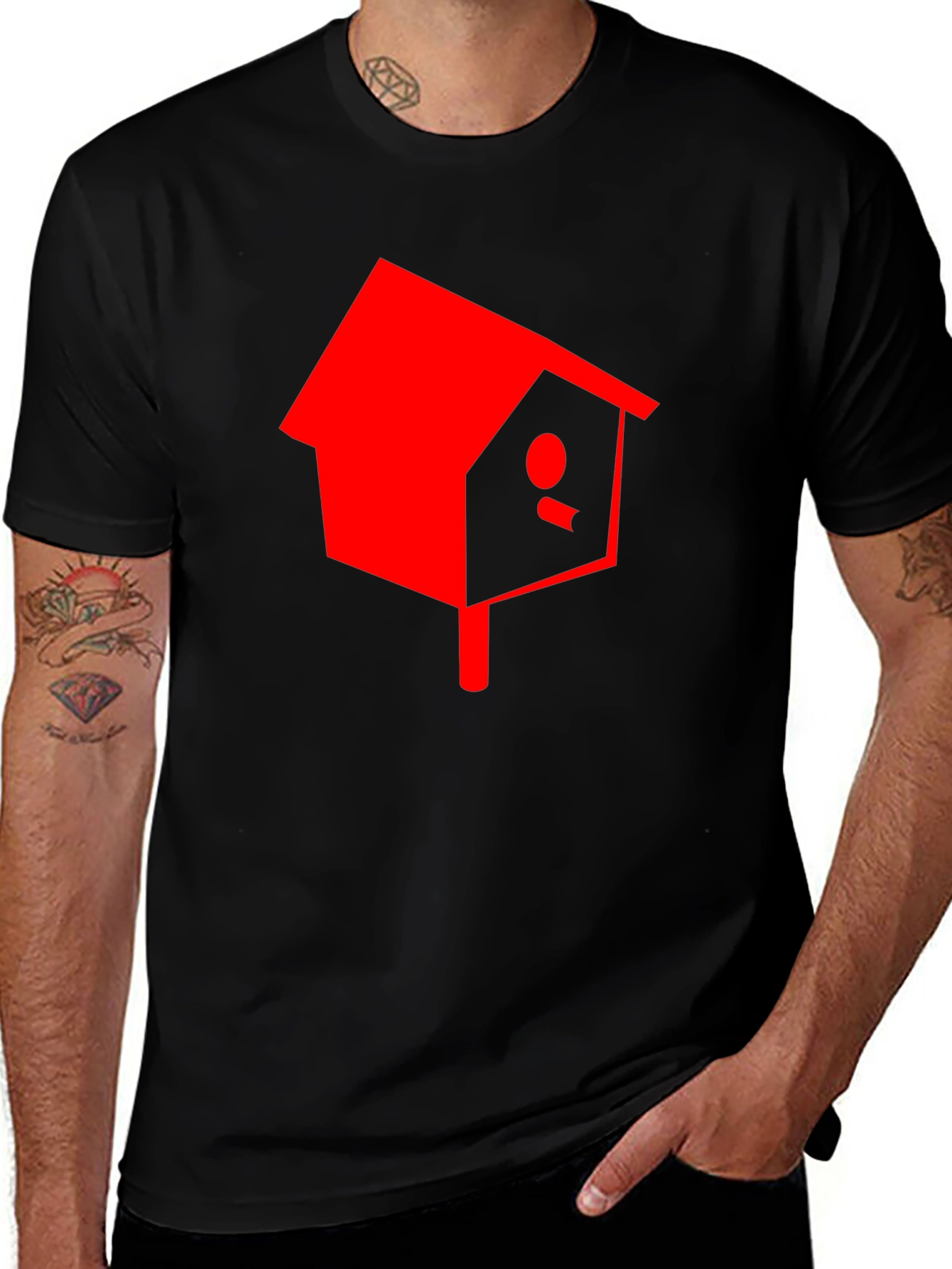 Black Birdhouse Graphic Tee - Stylish Comfort main image