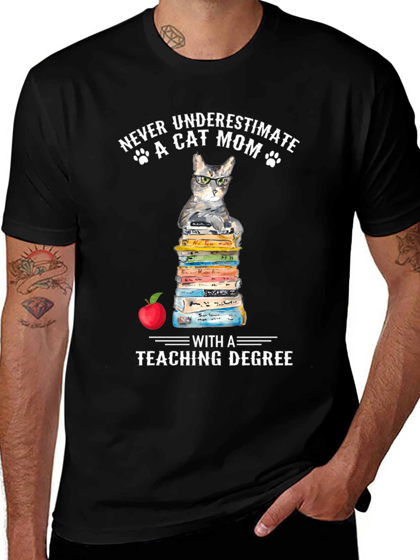 Cat Mom Teacher T-Shirt - Teaching Degree