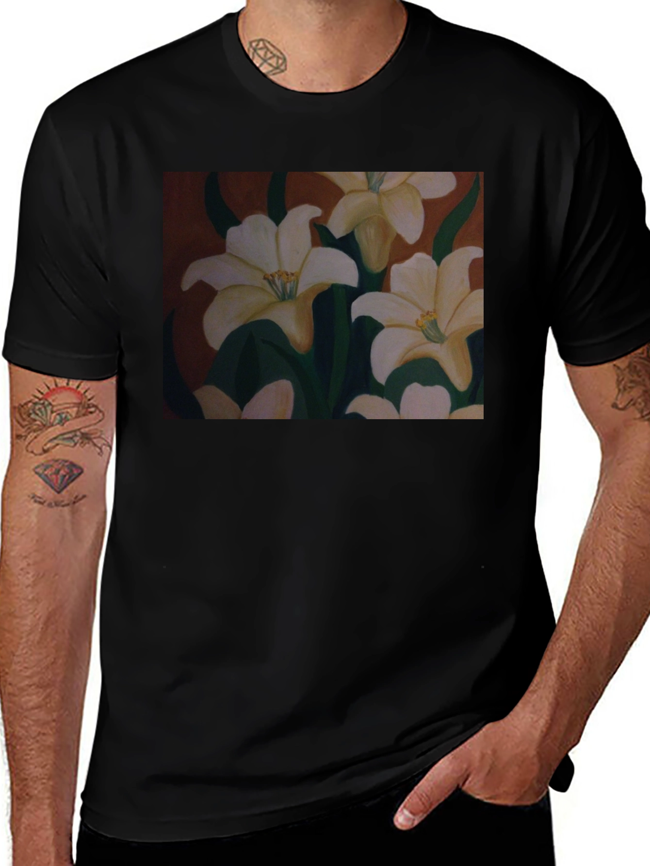 Variant 28 of Floral T-Shirt: Artistic Lily Design