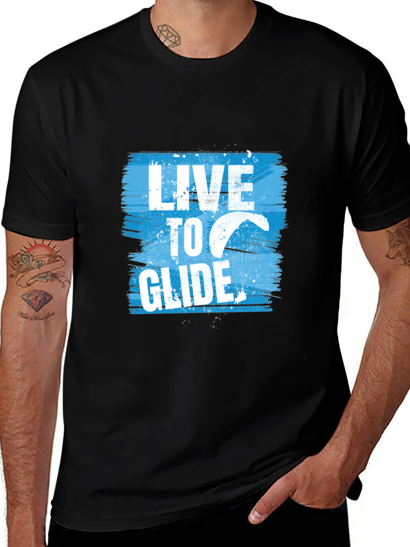 Variant 11 of Live to Glide Black Graphic Tee - Kitesurfing Apparel