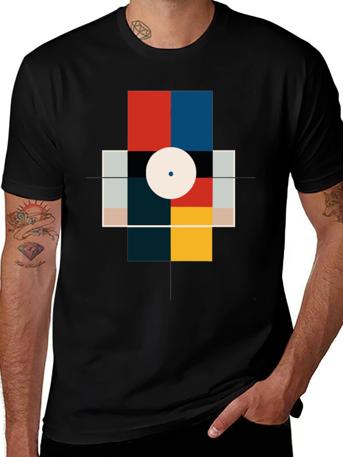 Variant 30 of Abstract Geometric Color Block Graphic Tee