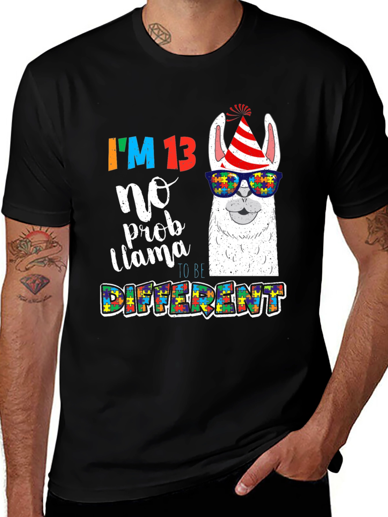 Variant 19 of I'm 13 No Prob Llama Autism Awareness T-Shirt