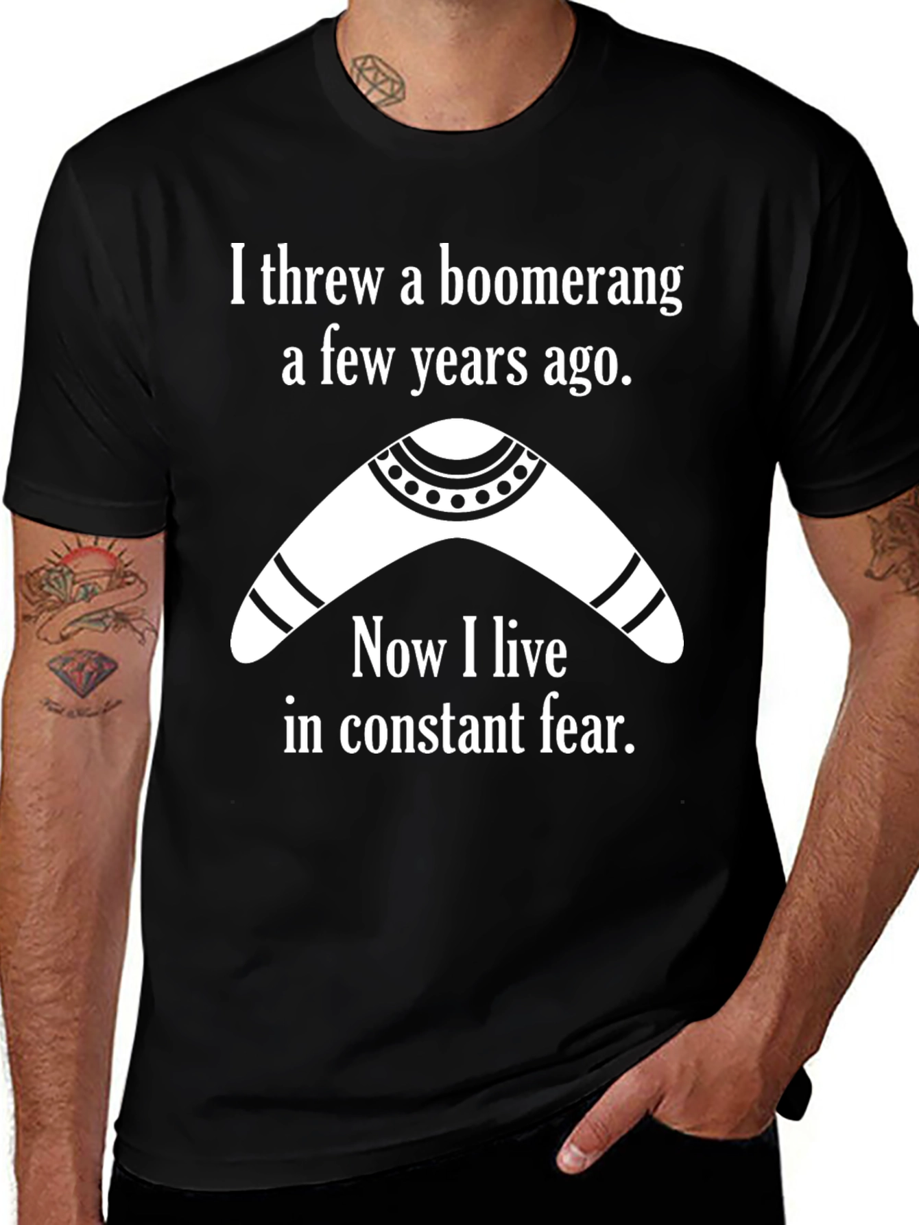 Variant 26 of Boomerang Humor Graphic Tee - Constant Fear T-Shirt
