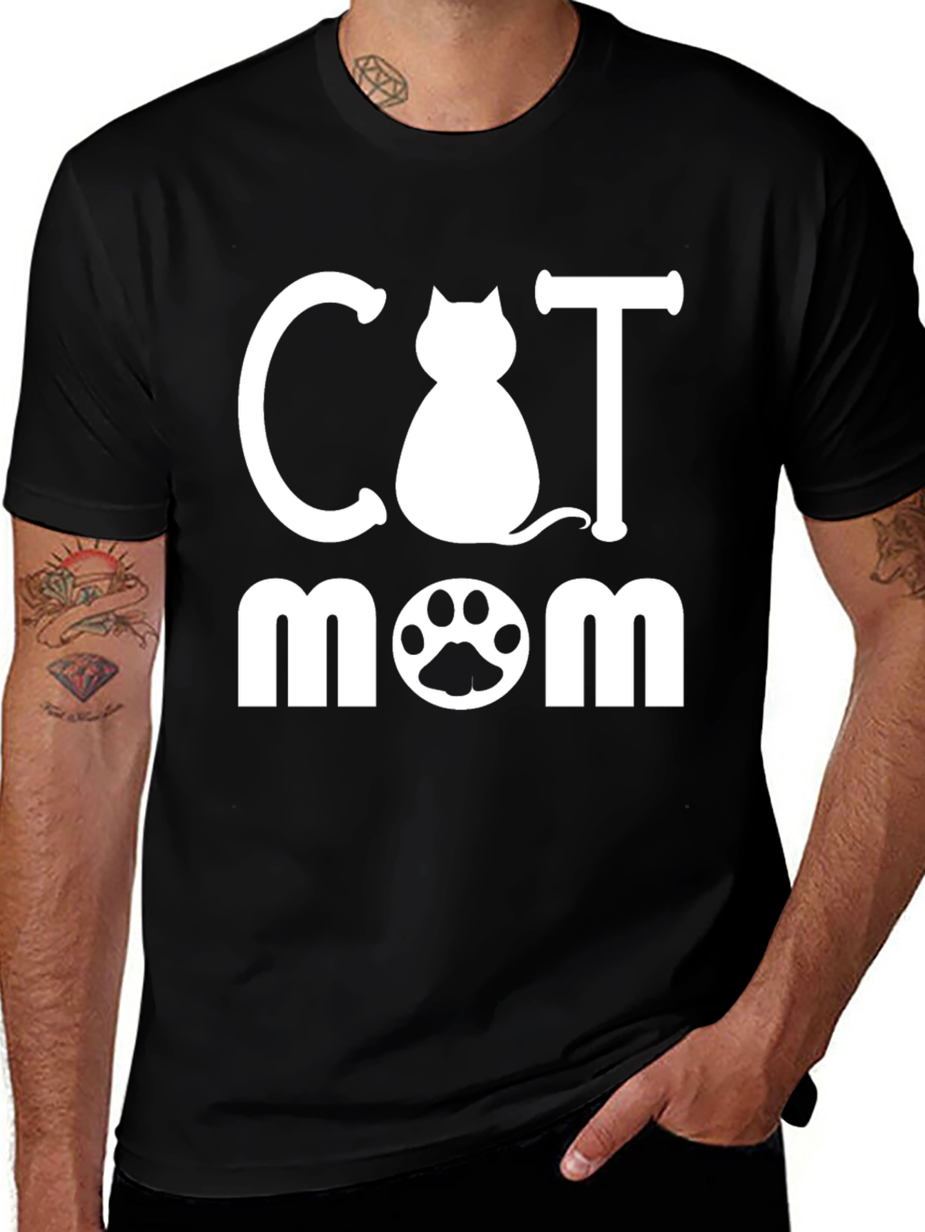 Cat Mom T-Shirt: Cute Paw Print Graphic Tee