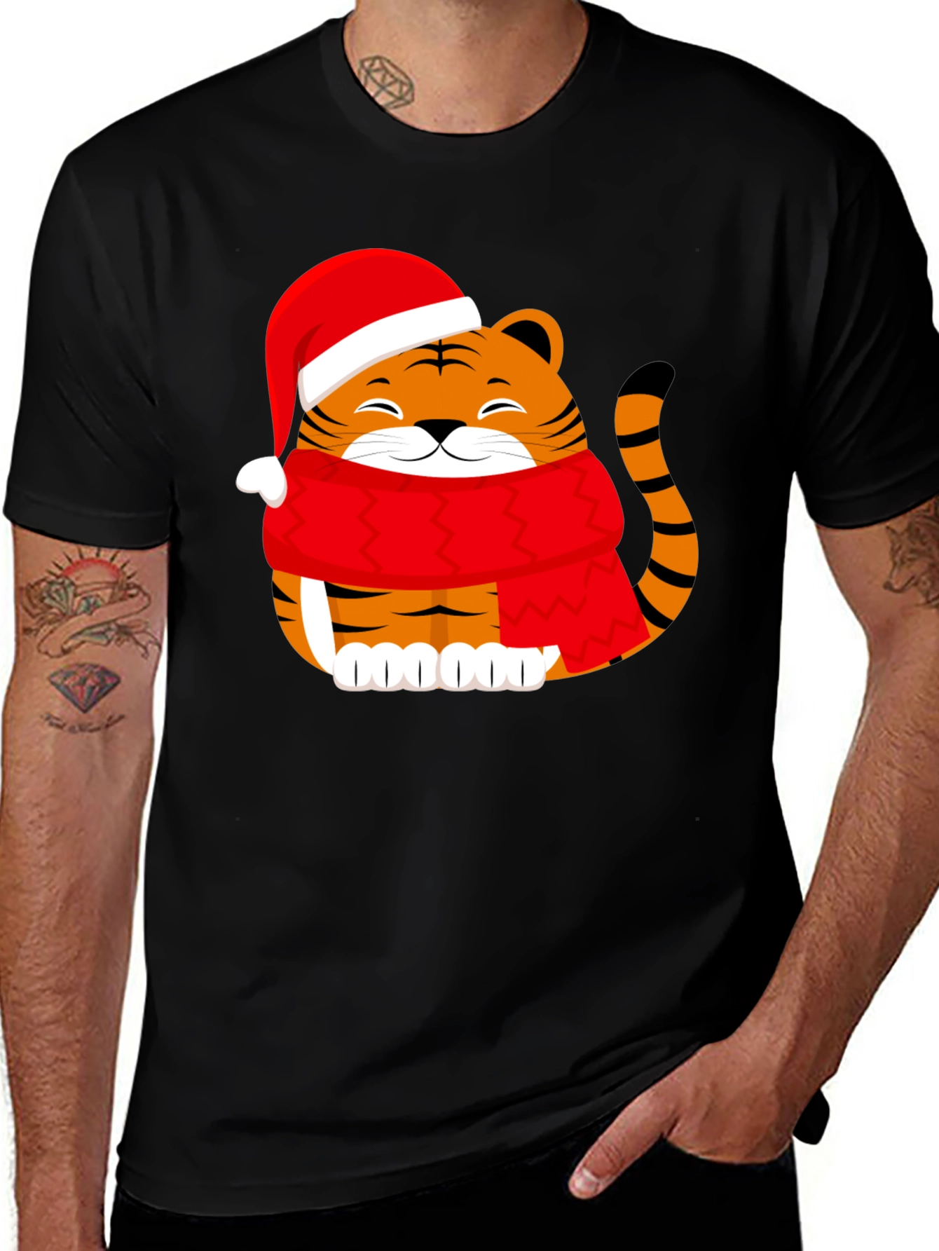 Variant 4 of Festive Tiger Graphic Tee - Holiday Cheer!