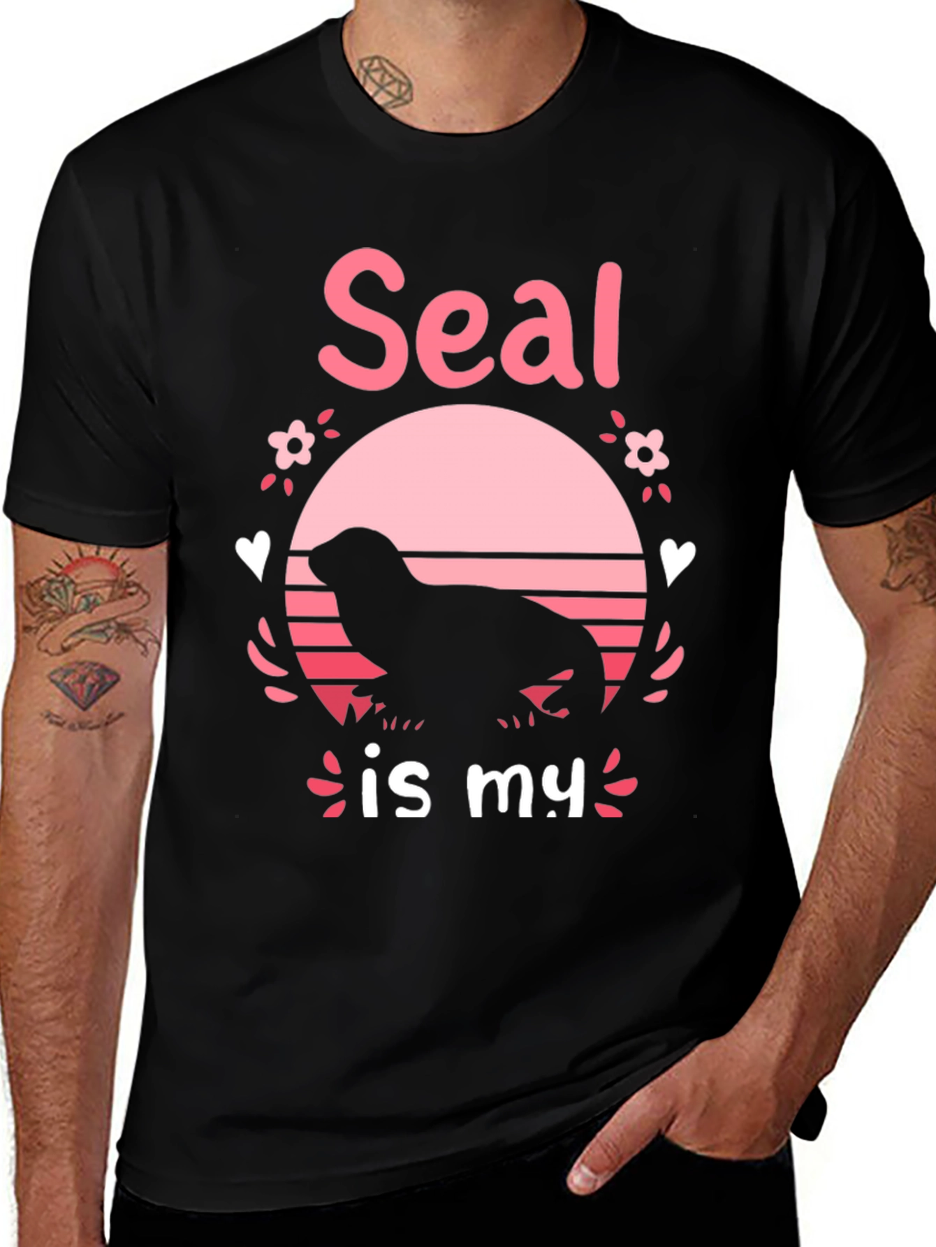 Variant 30 of Seal Is My Valentine T-Shirt, Black Tee