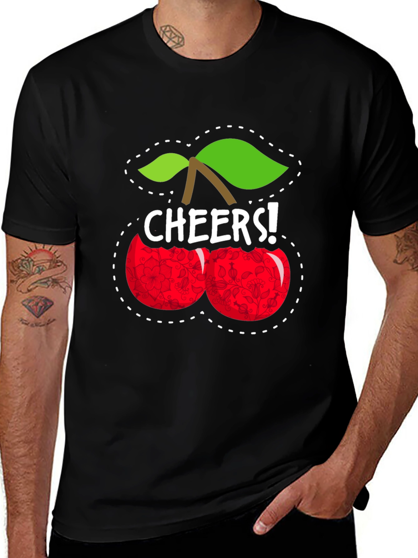 Variant 21 of Cheers Cherry Graphic Tee - Black