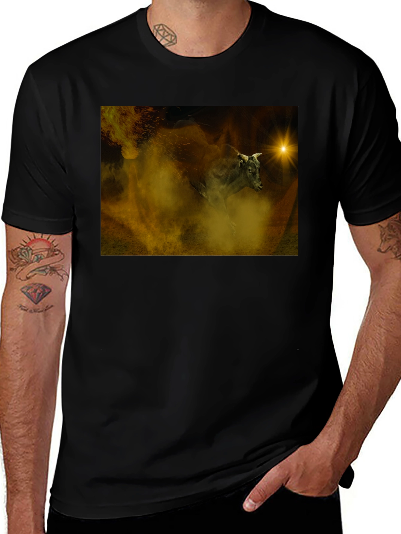 Variant 28 of Bull in Dust Cloud Graphic Tee
