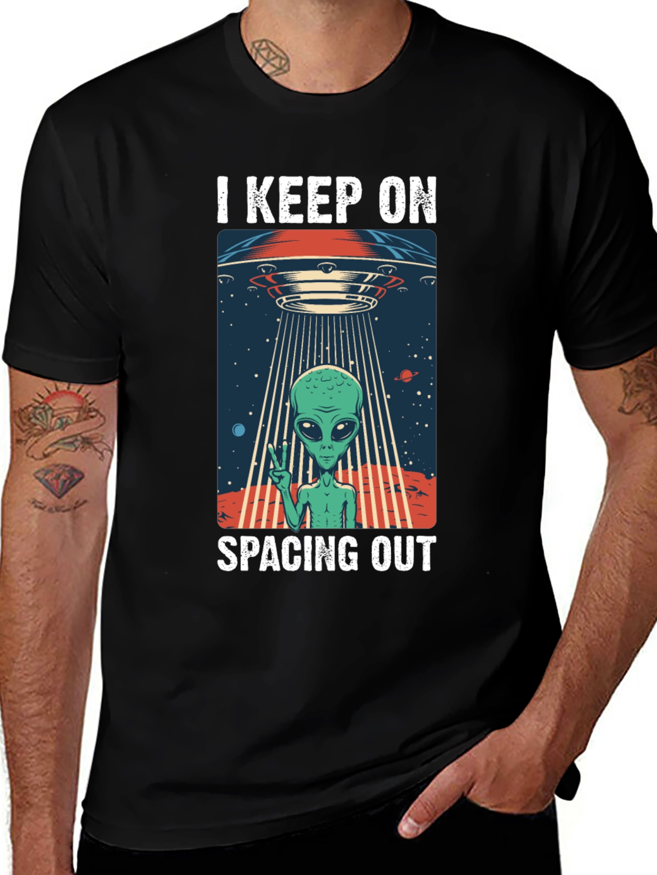 Variant 26 of I Keep On Spacing Out Alien UFO T-Shirt