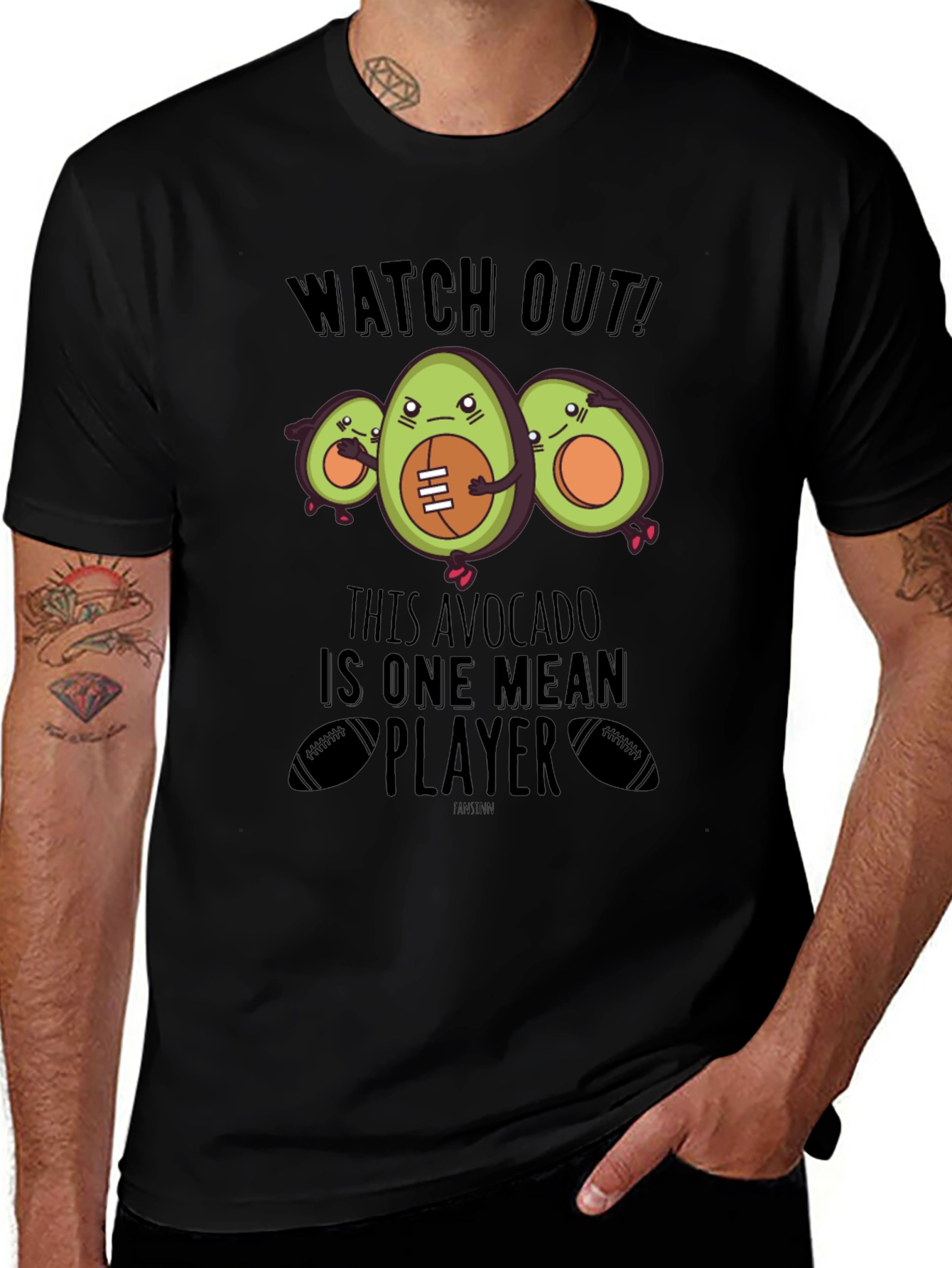 Variant 10 of Mean Avocado Football Player Black T-Shirt