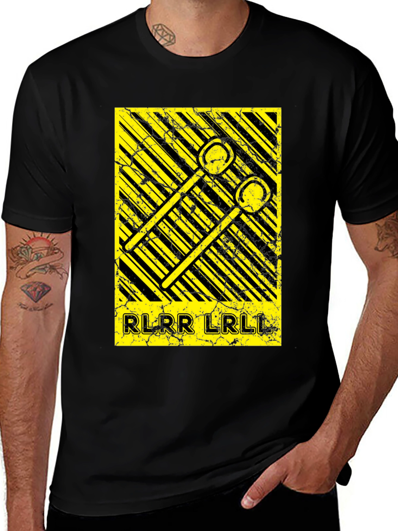 Variant 29 of Drummer T-Shirt: Sticks & RLRR LRLI Print