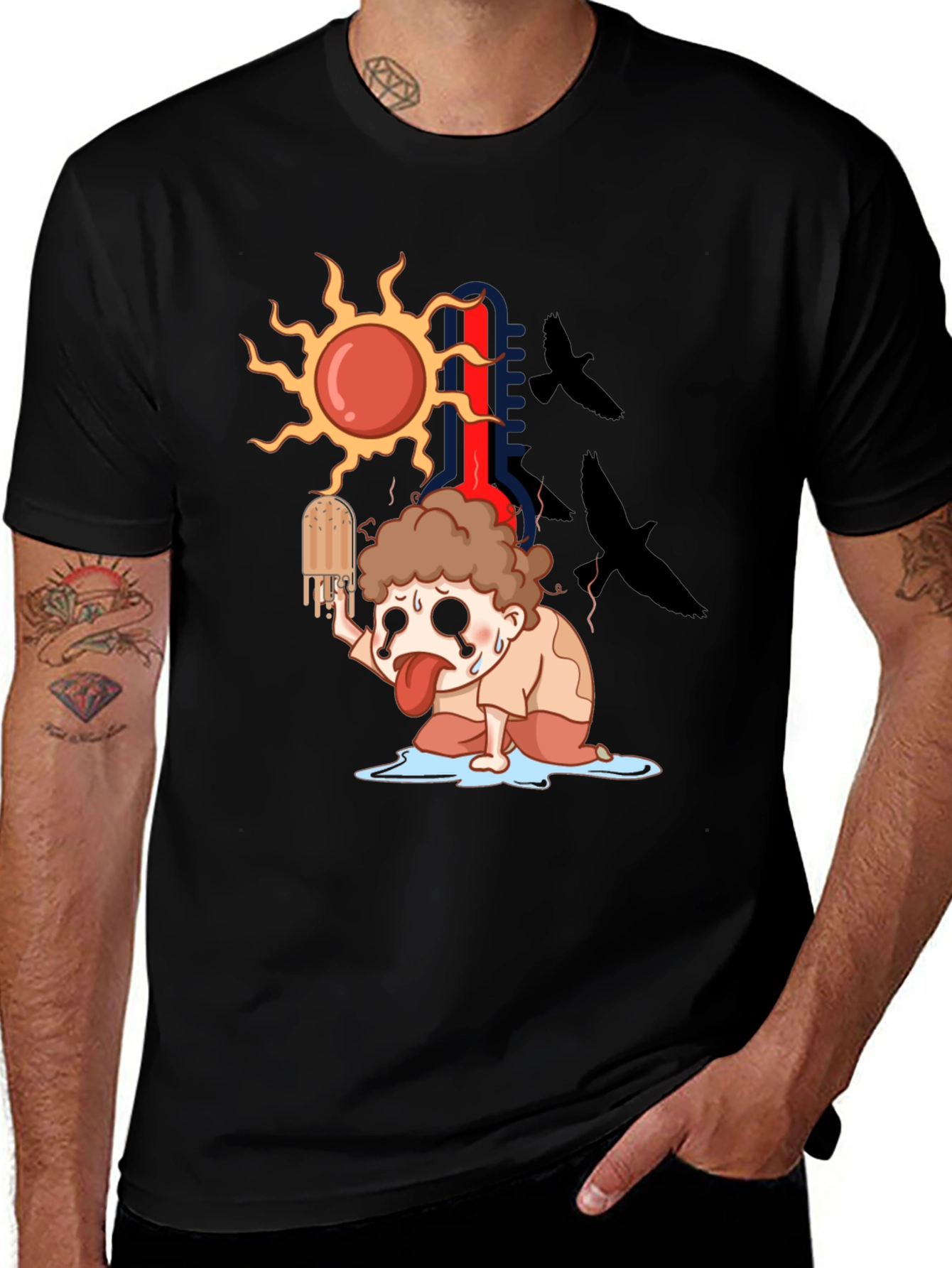Variant 10 of Cartoon Graphic Tee - Summer Heat T-Shirt