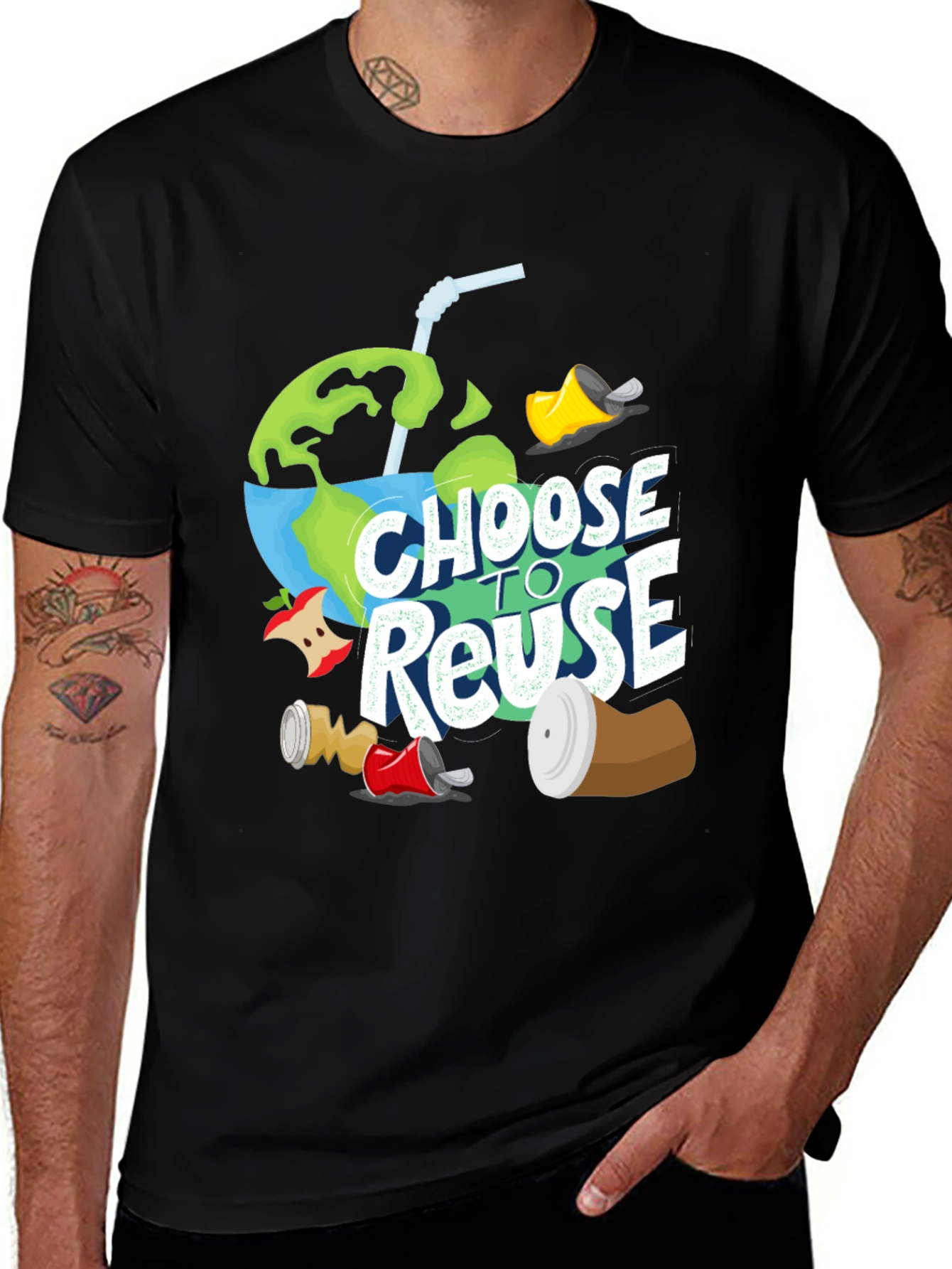 Variant 22 of Eco-Friendly "Choose To Reuse" Graphic T-Shirt